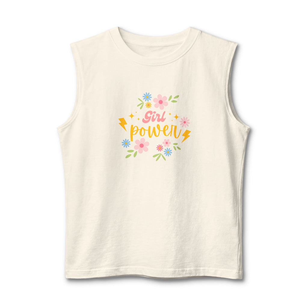 Girl Power Muscle Tank — Floral Lightning Feminist Muscle Tee