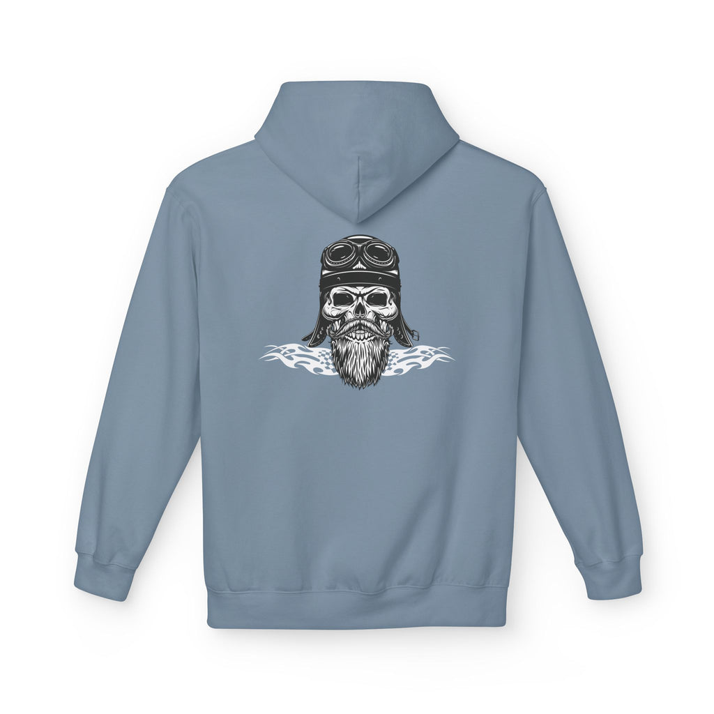 Aviator Skull Hoodie — Vintage Pilot Skull with Goggles & Beard Back