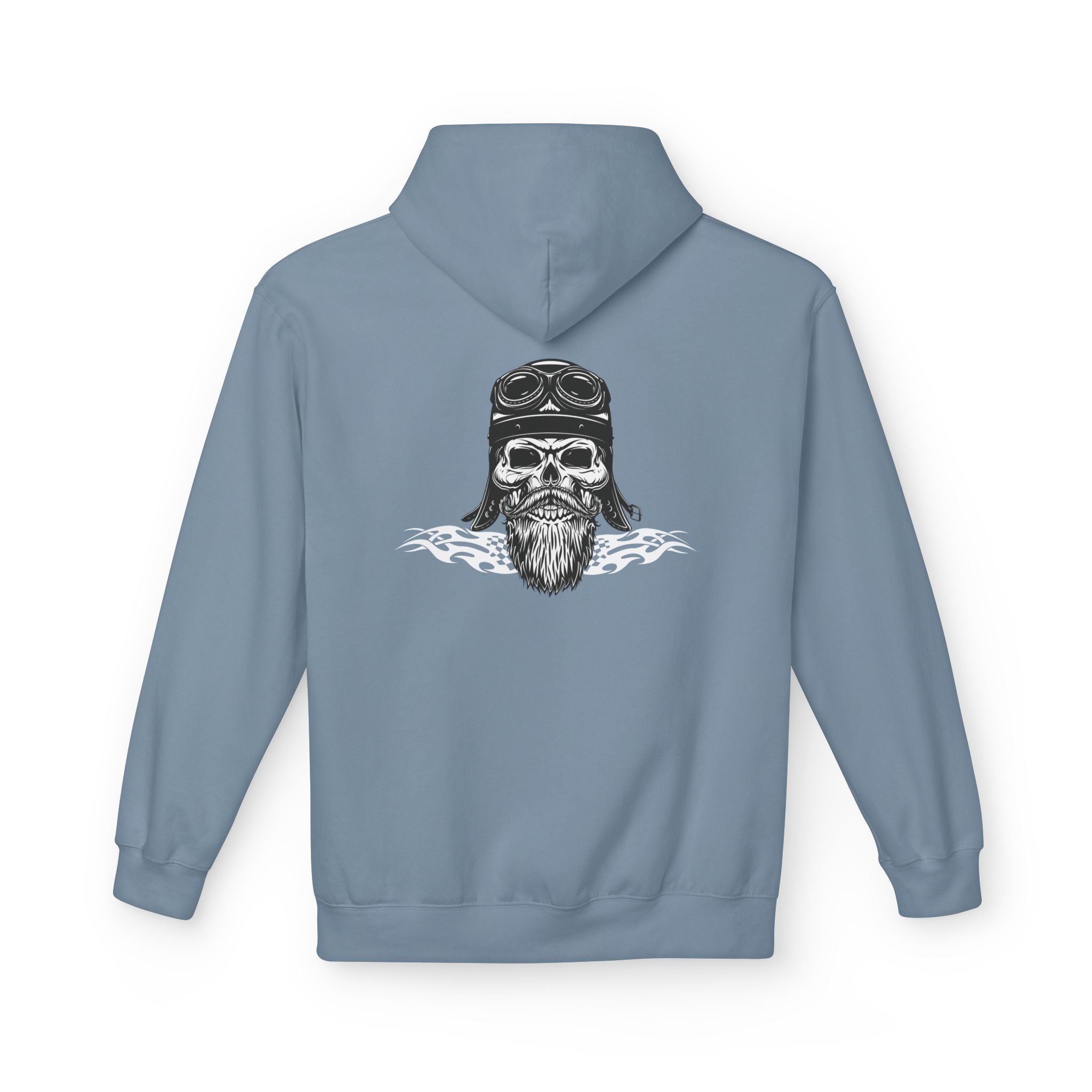 Aviator Skull Hoodie — Vintage Pilot Skull with Goggles & Beard Back