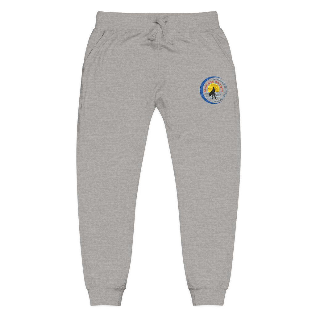 Embroidered Sunshine Logo Sweatpants — Cozy White Fleece Joggers