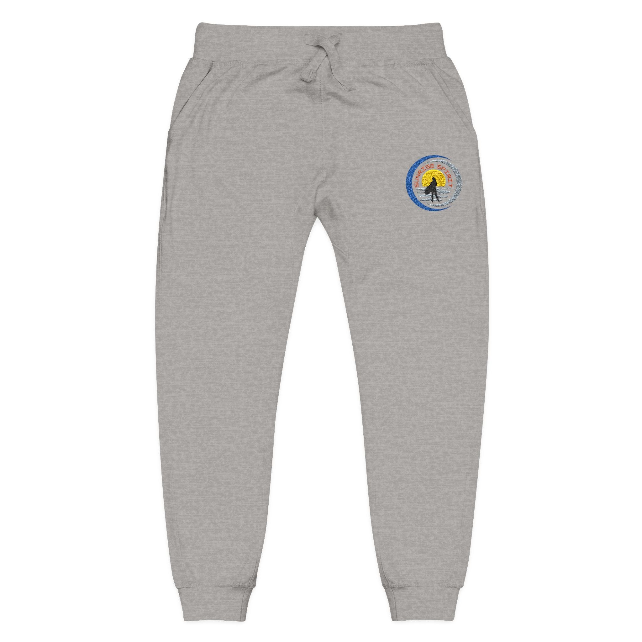 Embroidered Sunshine Logo Sweatpants — Cozy White Fleece Joggers