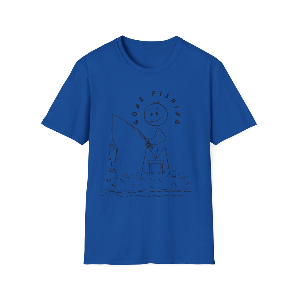 Cute Stick Figure Fishing Man- Tee