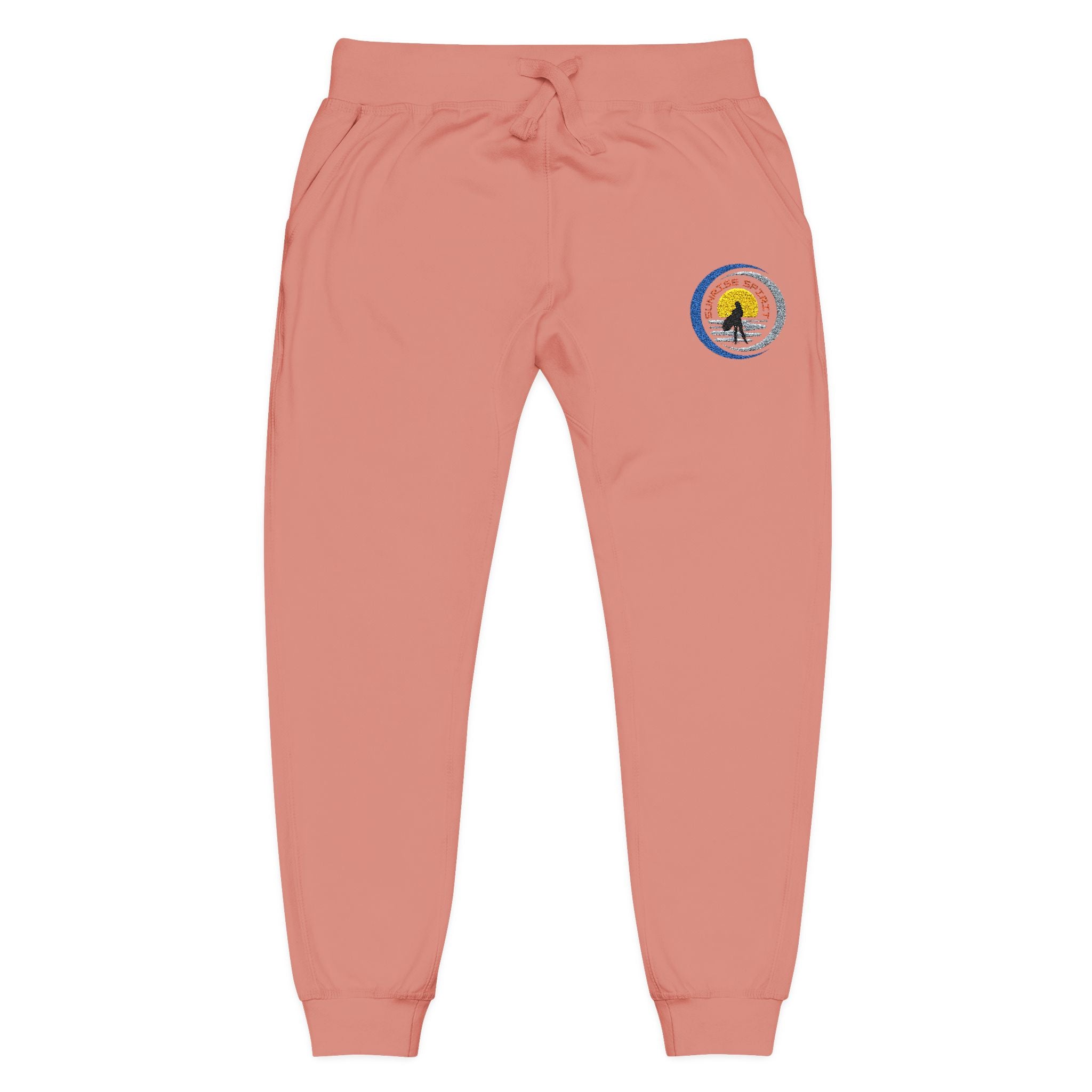 Embroidered Sunshine Logo Sweatpants — Cozy White Fleece Joggers