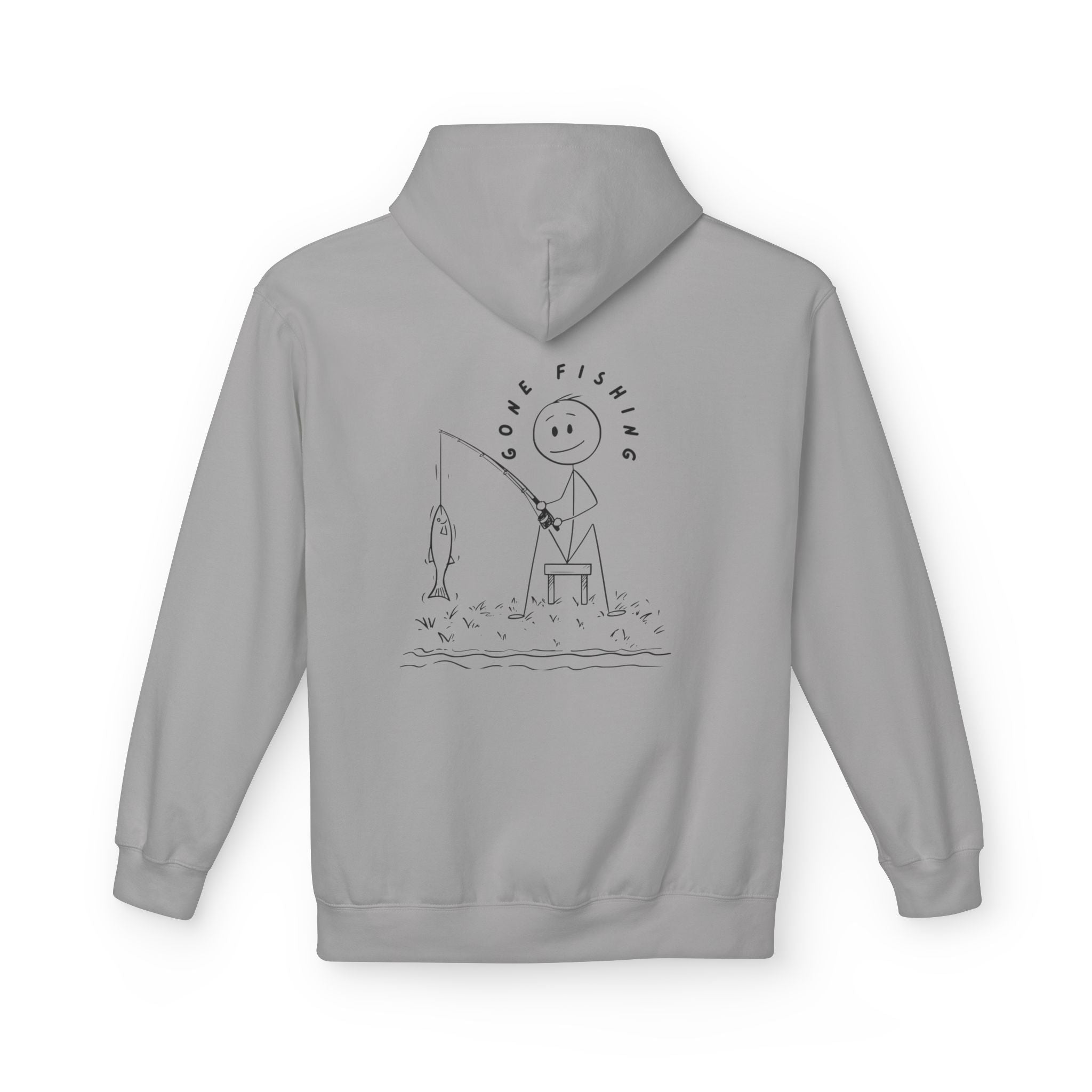 Fishing Stick Figure Hoodie — "Gone Fishing" Casual Pullover