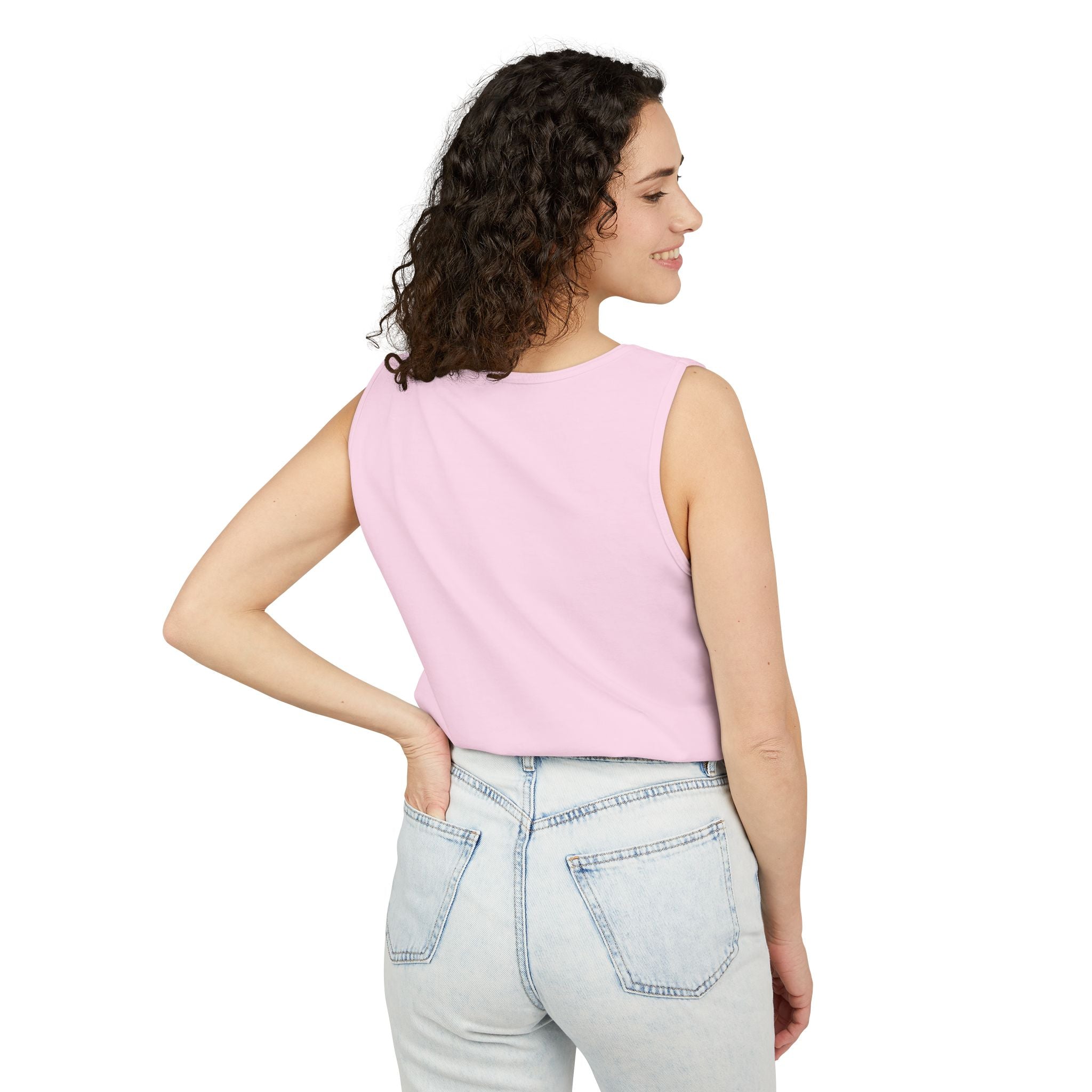 Cherish Pink Heart Tank Top — Floral Watercolor Valentine Tank