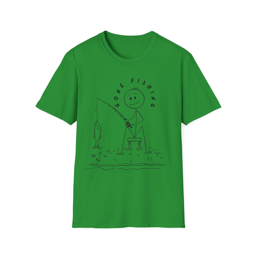 Cute Stick Figure Fishing Man- Tee