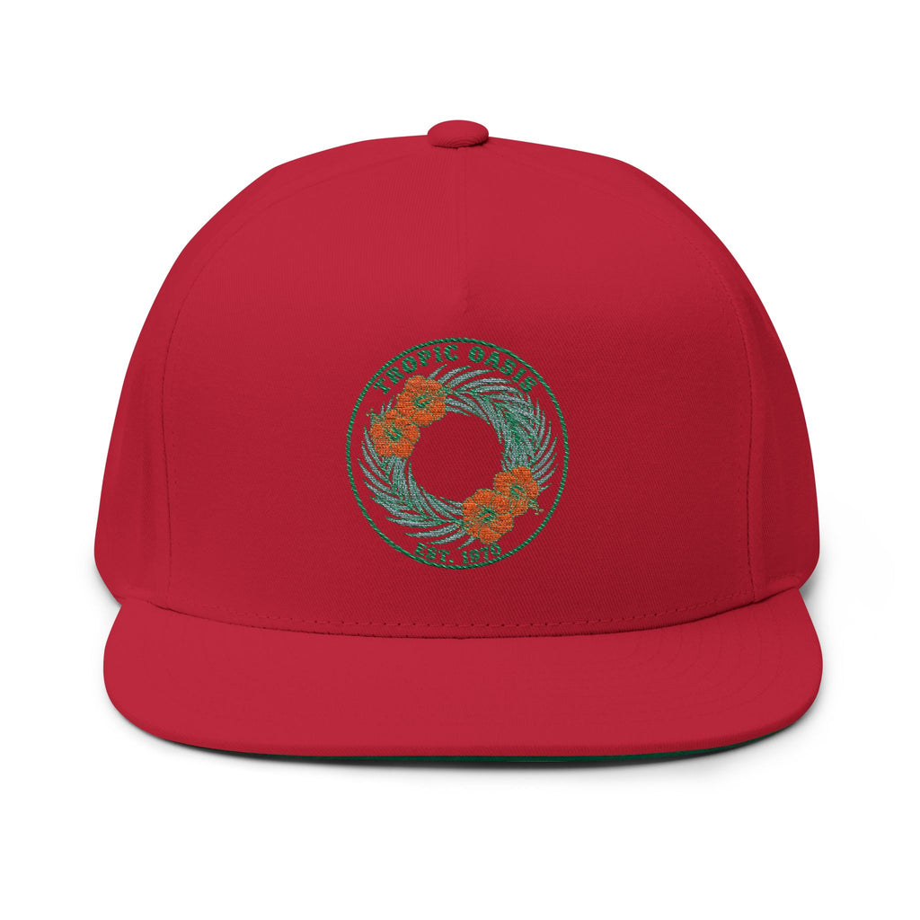 Tropic Oasis Embroidered Flat Bill Cap