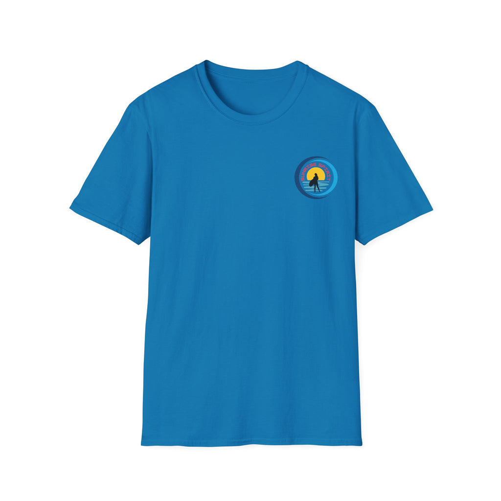 Sunset Surfing Women T-Shirt — Female Surfer Looking Into Sunset