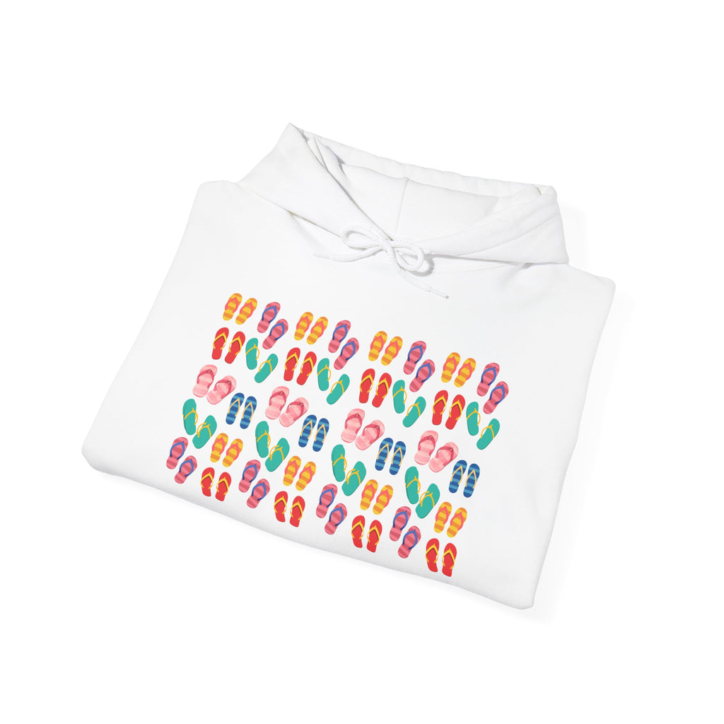 Flip-Flop Pattern Hoodie — Colorful Summer Beach Flip Flop Graphic Sweatshirt
