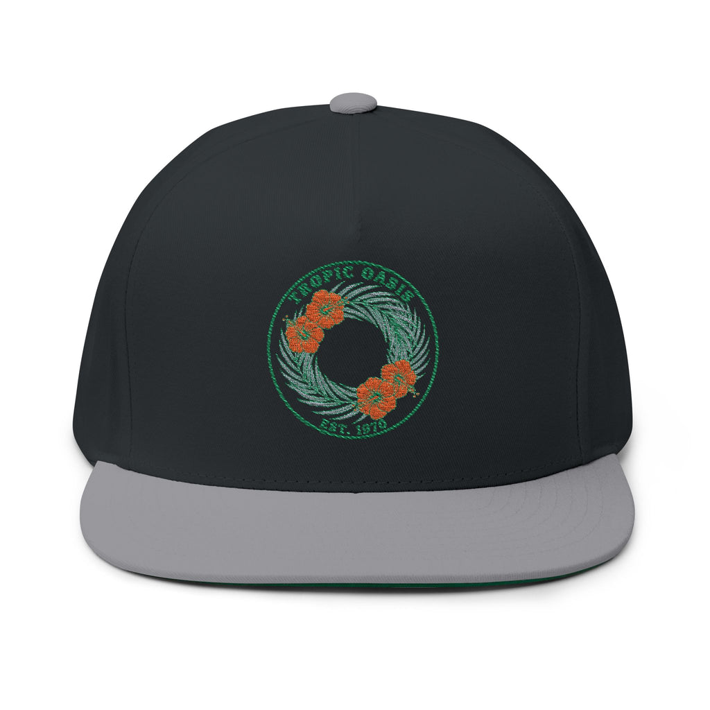 Tropic Oasis Embroidered Flat Bill Cap