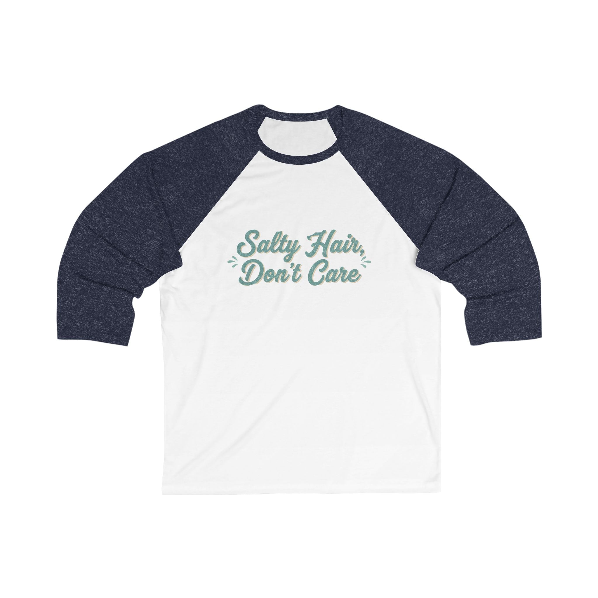 Baseball Tee — "Salty Hair, Don't Care" Beach Raglan Shirt
