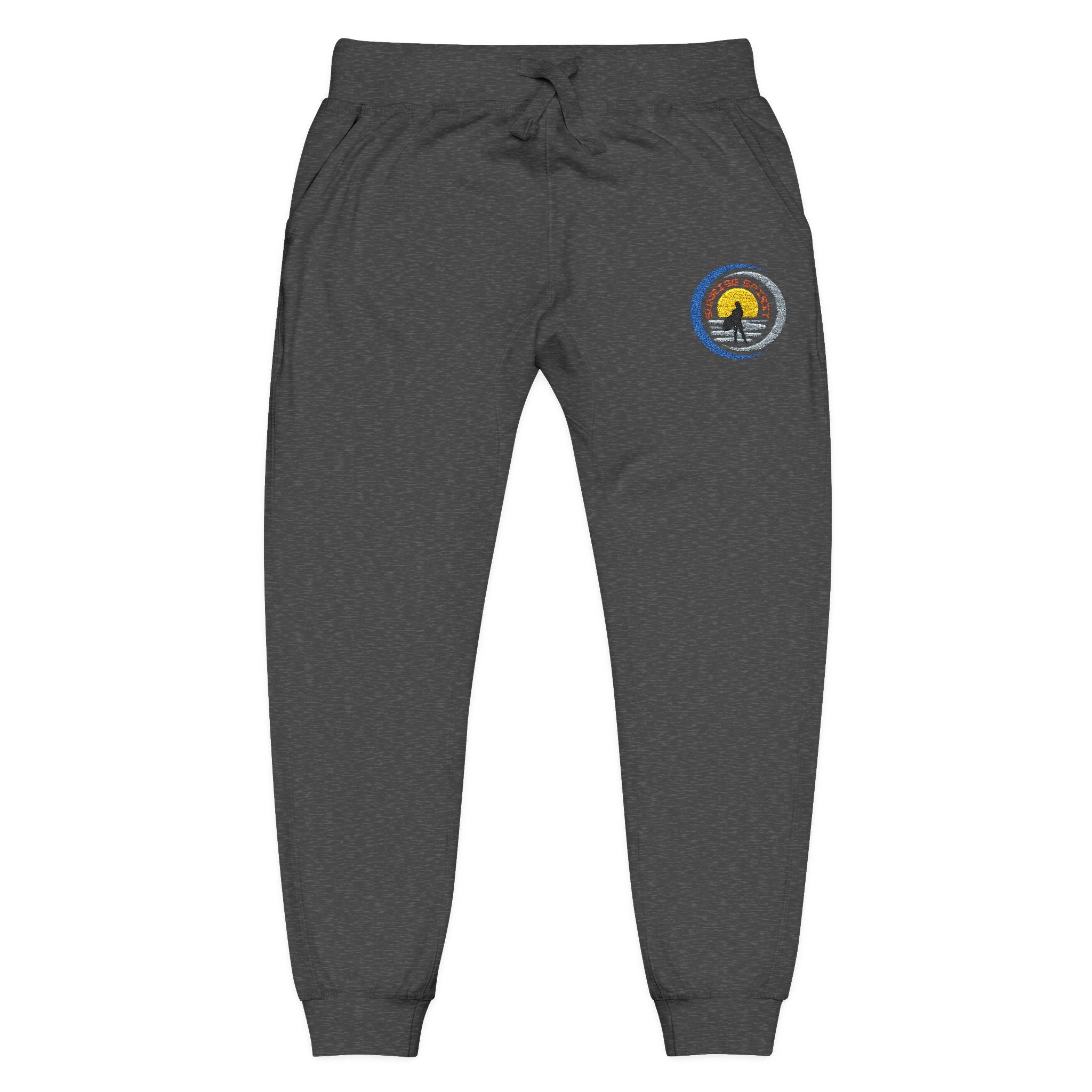 Embroidered Sunshine Logo Sweatpants — Cozy White Fleece Joggers