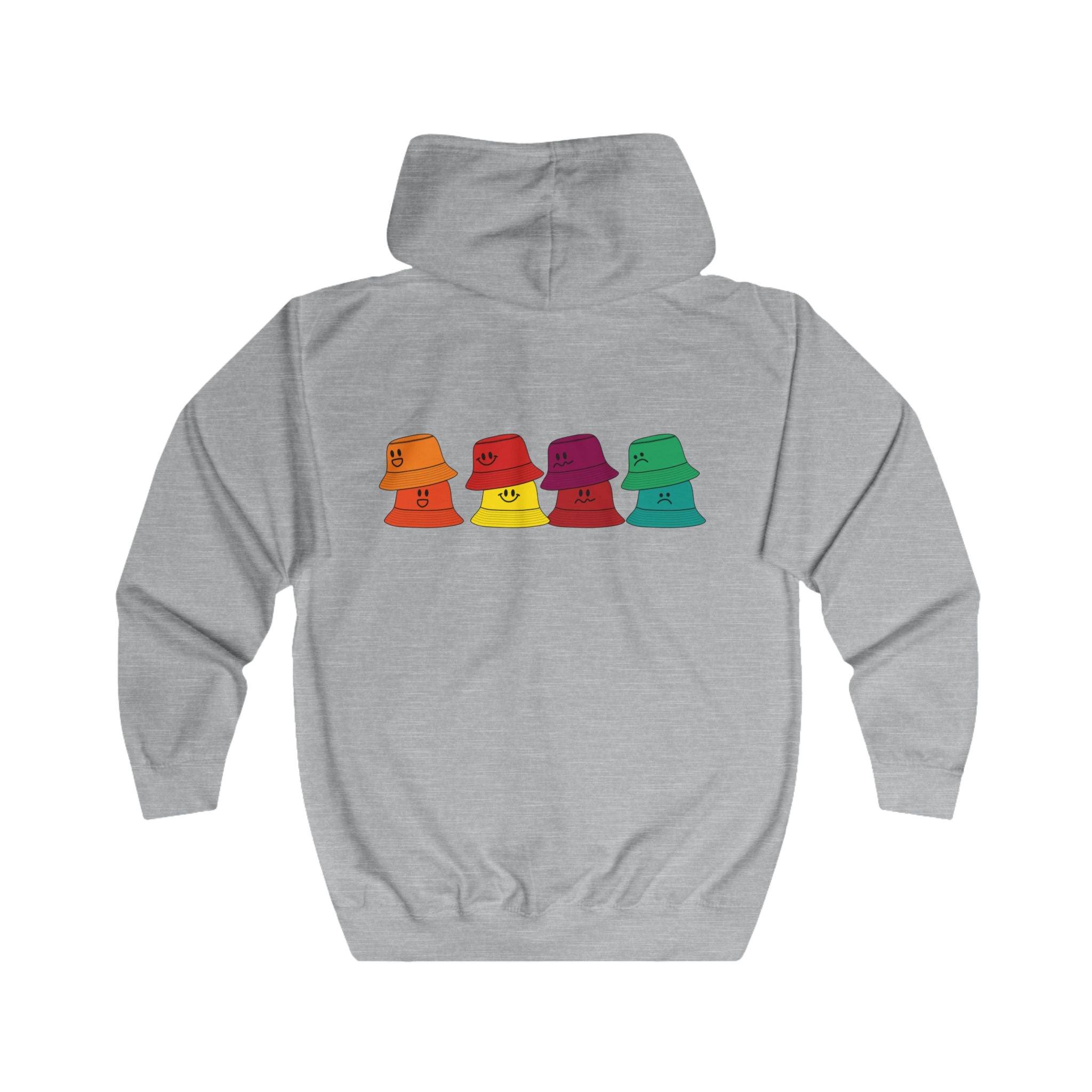 Bucket Hat Rainbow Zip Hoodie — Colorful Retro