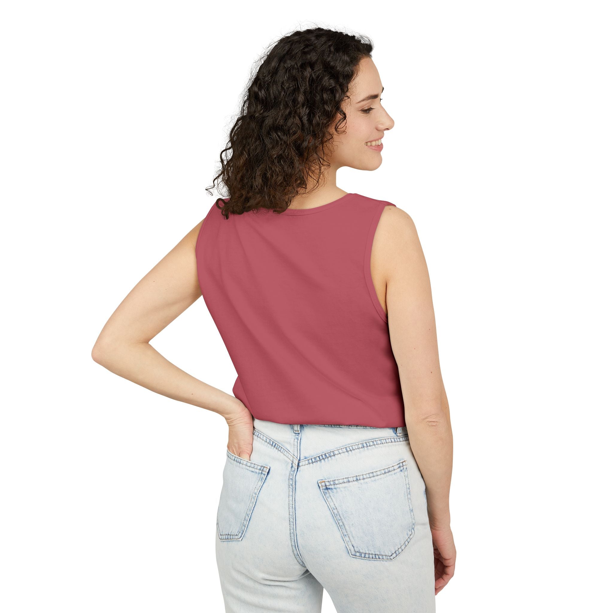 Cherish Pink Heart Tank Top — Floral Watercolor Valentine Tank