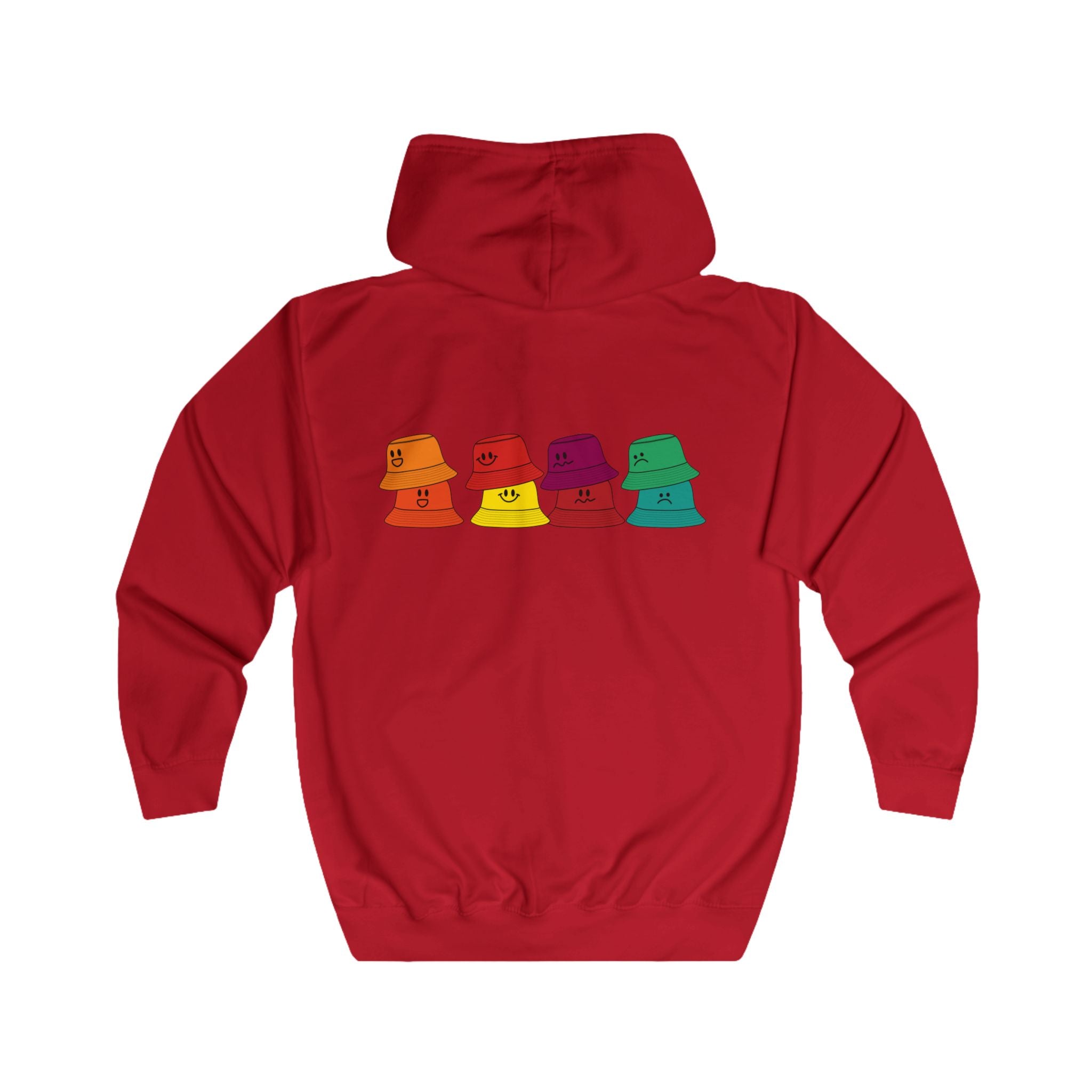 Bucket Hat Rainbow Zip Hoodie — Colorful Retro