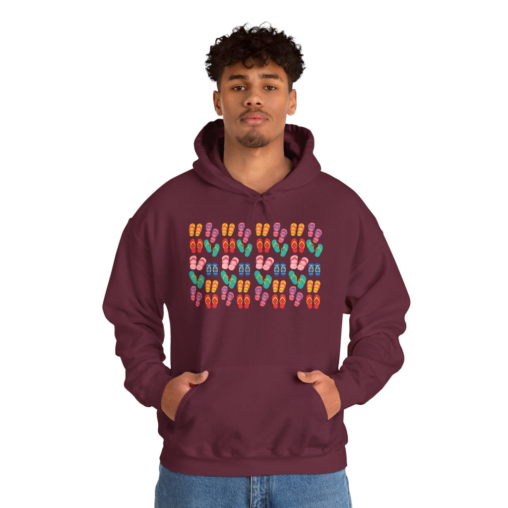 Flip-Flop Pattern Hoodie — Colorful Summer Beach Flip Flop Graphic Sweatshirt