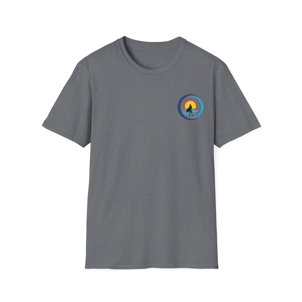 Sunset Surfing Women T-Shirt — Female Surfer Looking Into Sunset