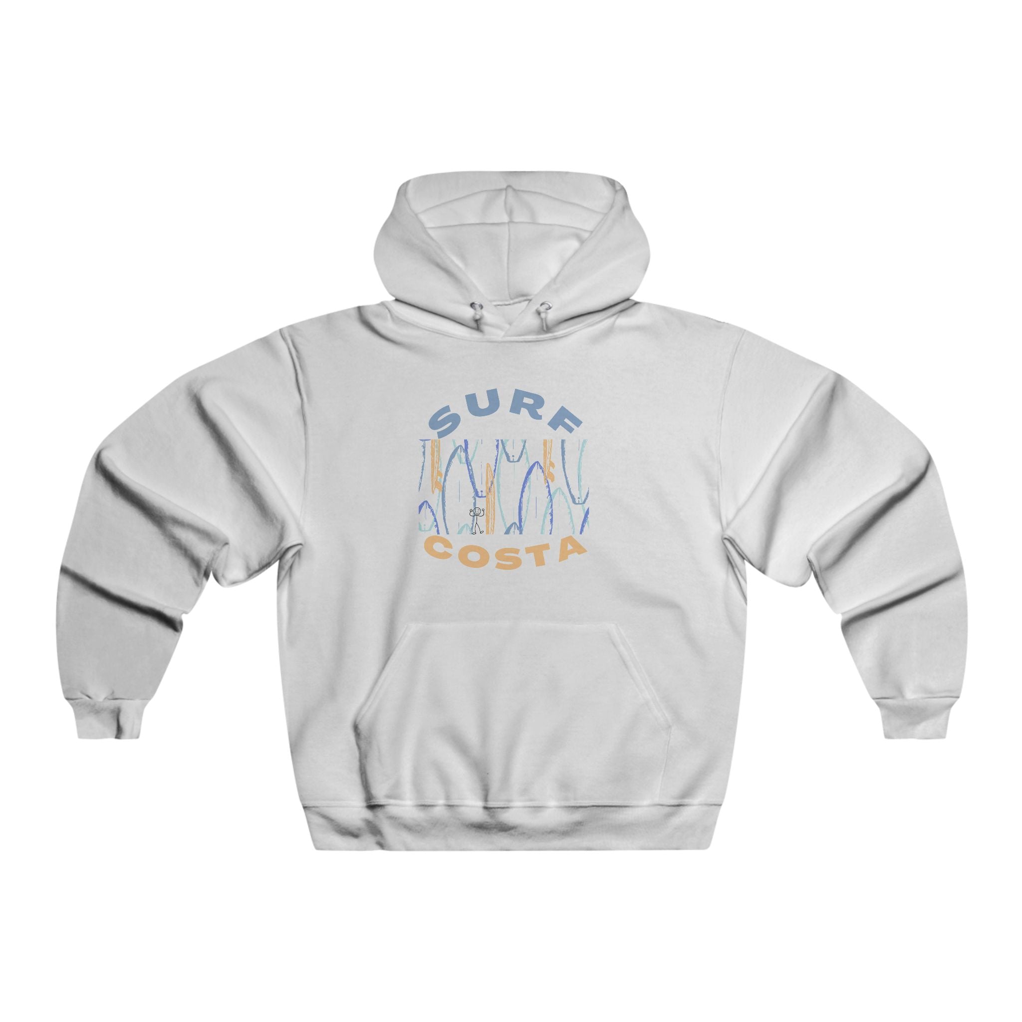 Surf Costa Hoodie — Retro Surfboard Graphic Pullover