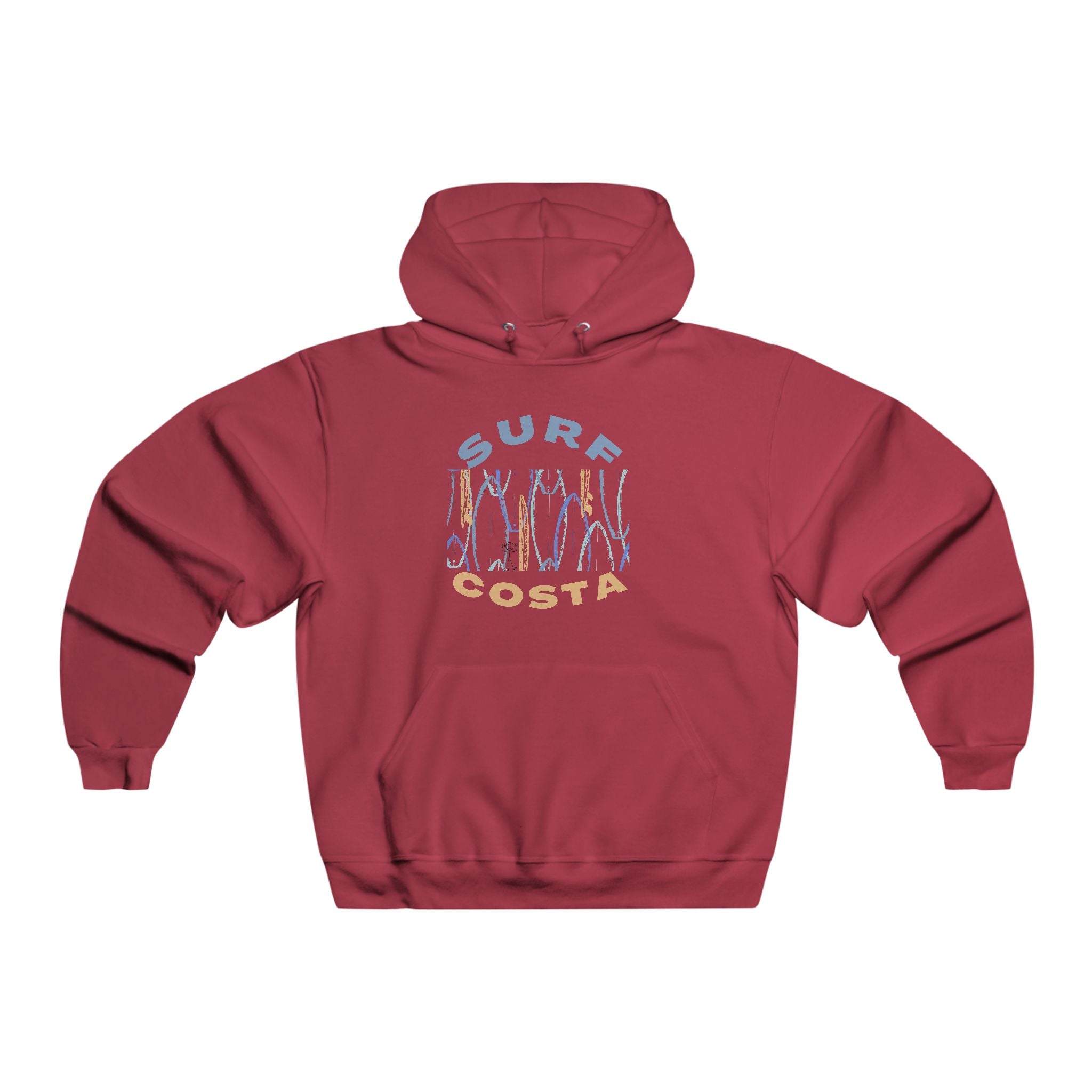 Surf Costa Hoodie — Retro Surfboard Graphic Pullover