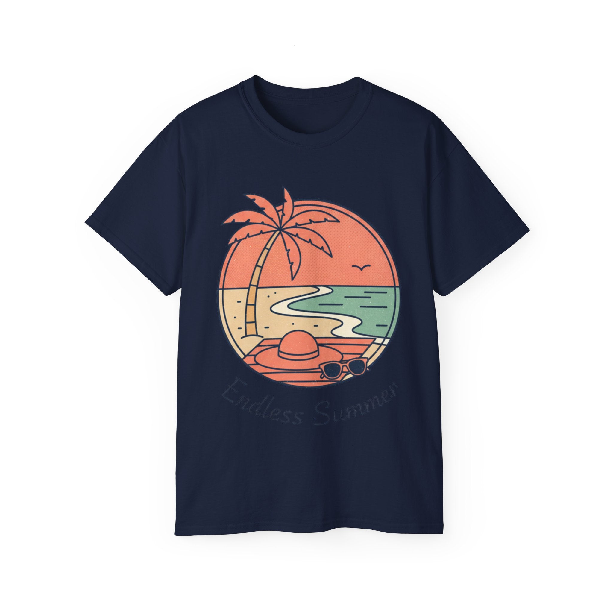Endless Summer Tee — Retro Beach Palm Tree Graphic T-Shirt