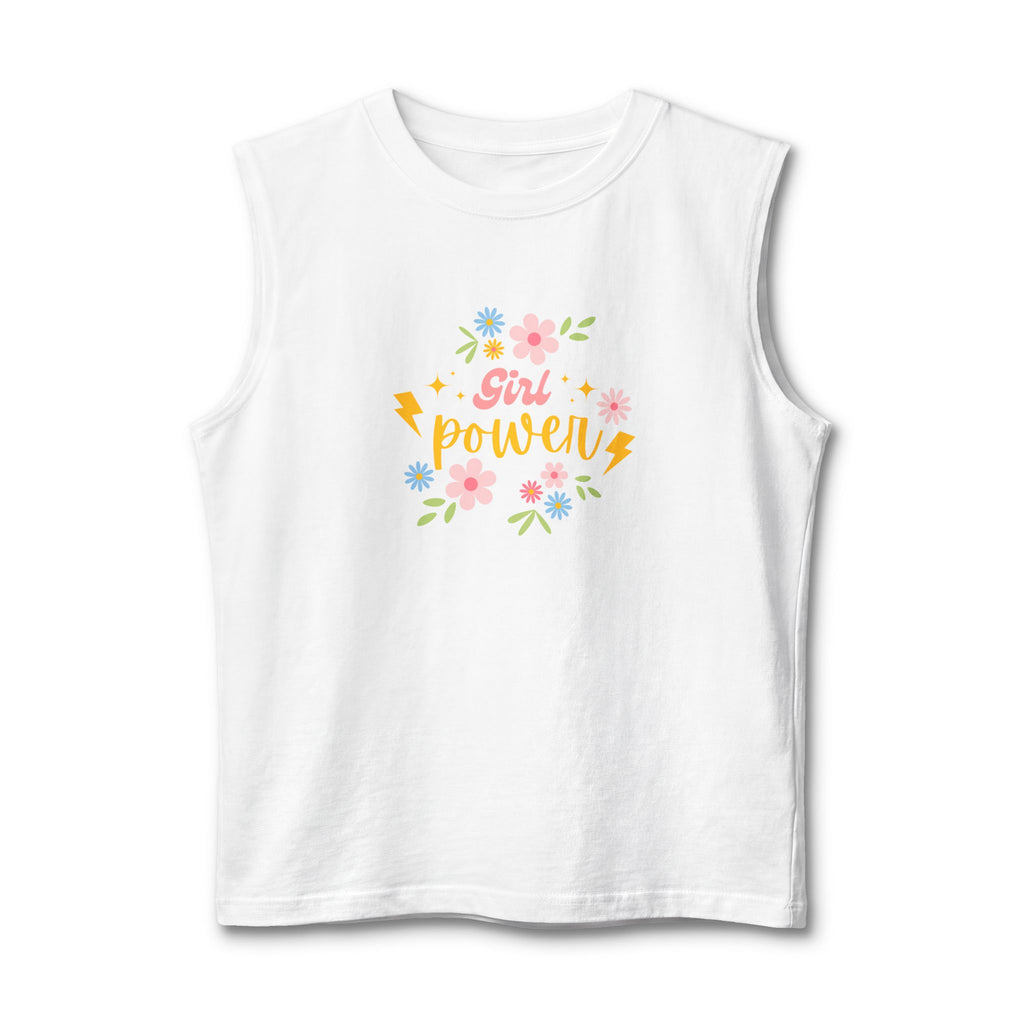 Girl Power Muscle Tank — Floral Lightning Feminist Muscle Tee