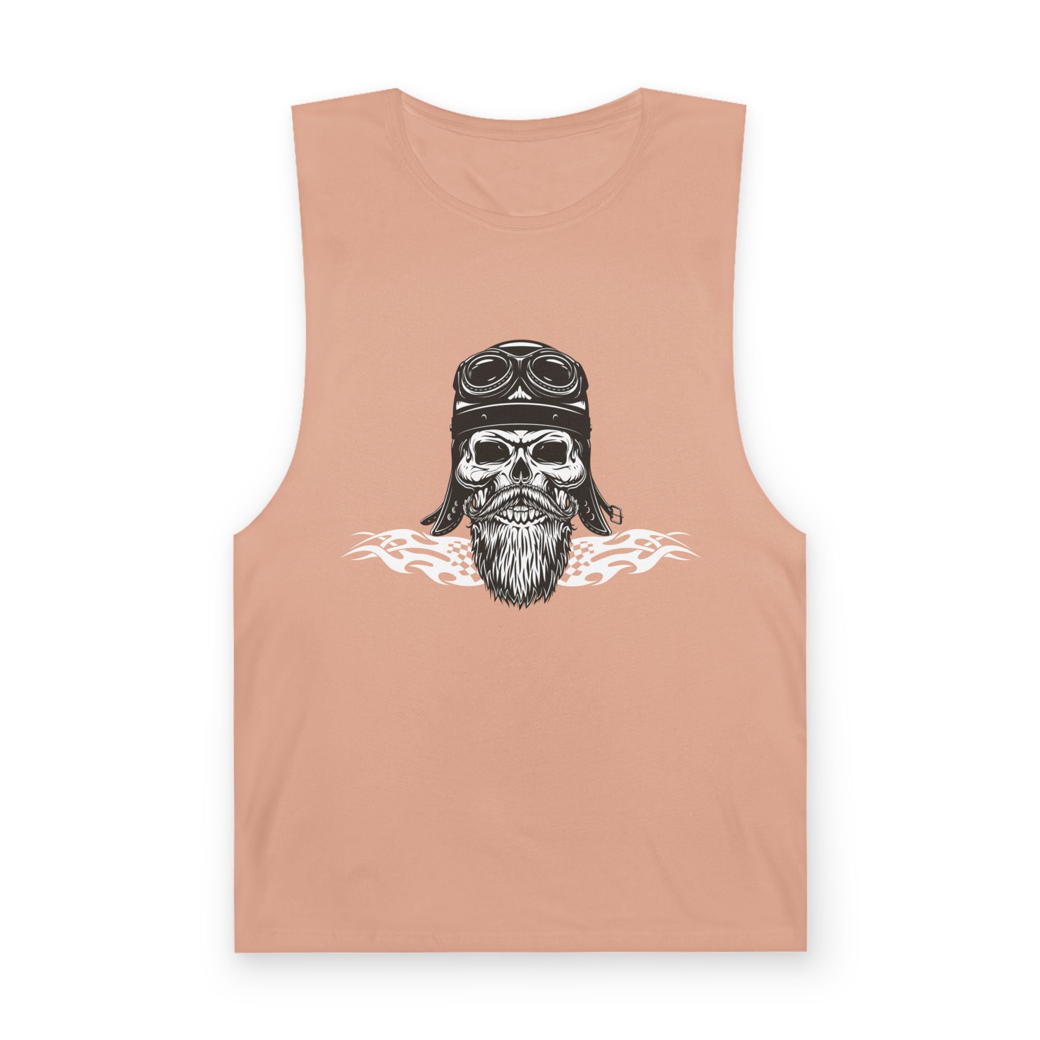 Skull Biker Tank Top — Vintage Pilot Helmet & Beard Graphic
