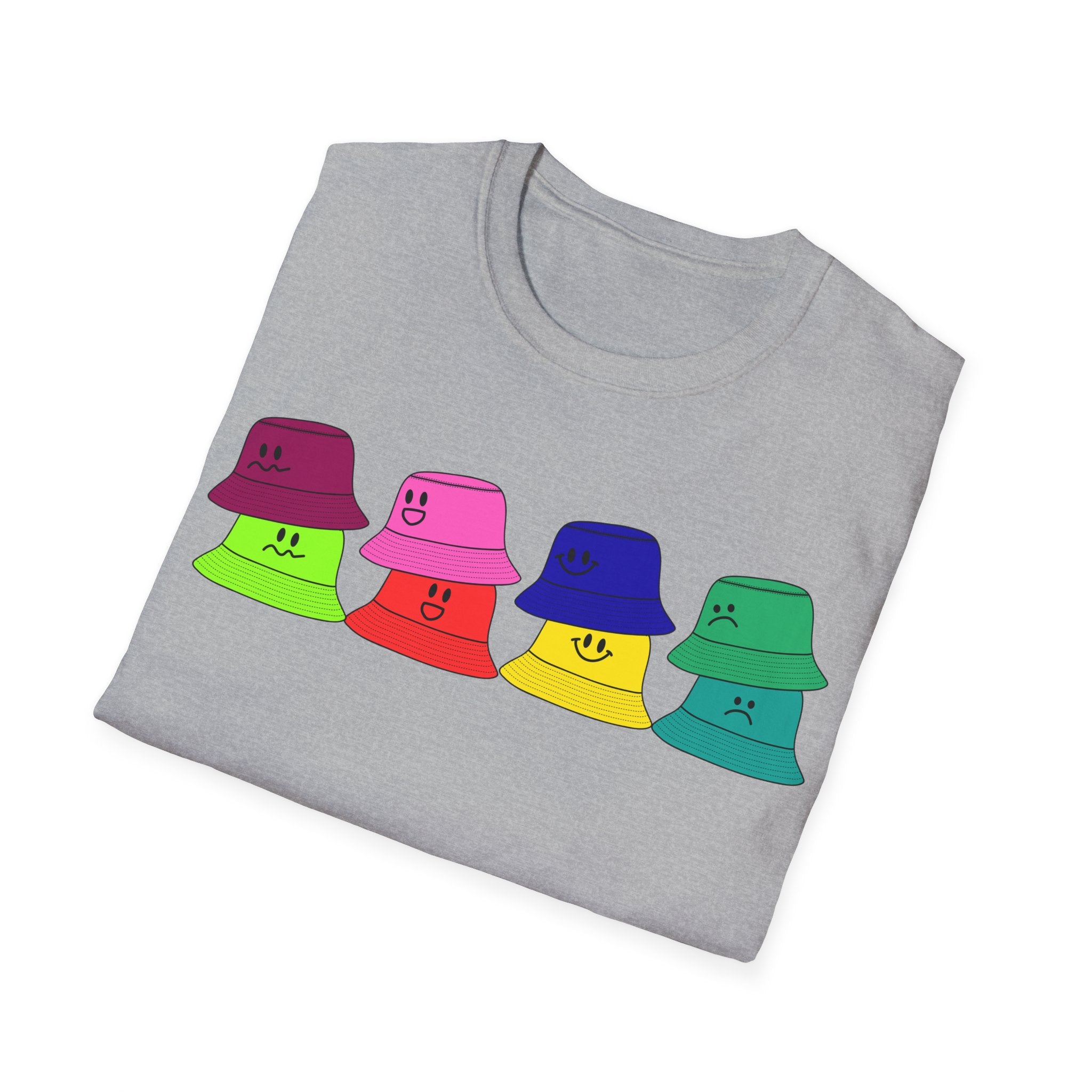 Bucket Hat  T-Shirt — Colorful Smiley Hats