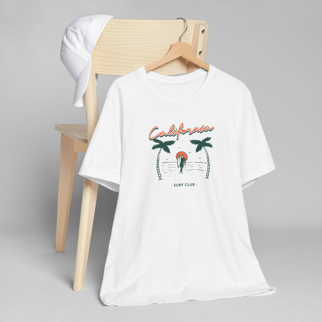 Surf Club T-Shirt — Retro Palm Trees & Surfer
