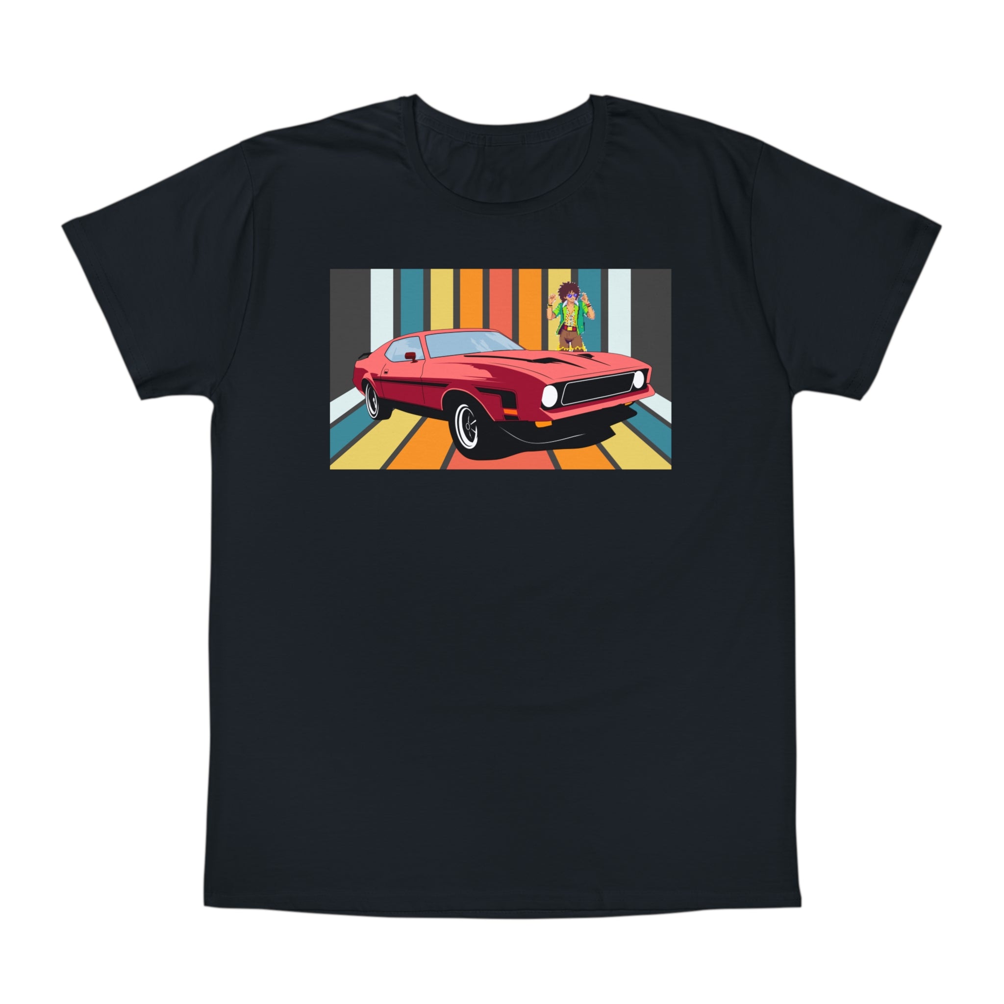Retro Muscle Car T-Shirt — Vintage 70s Sunset Racing Graphic