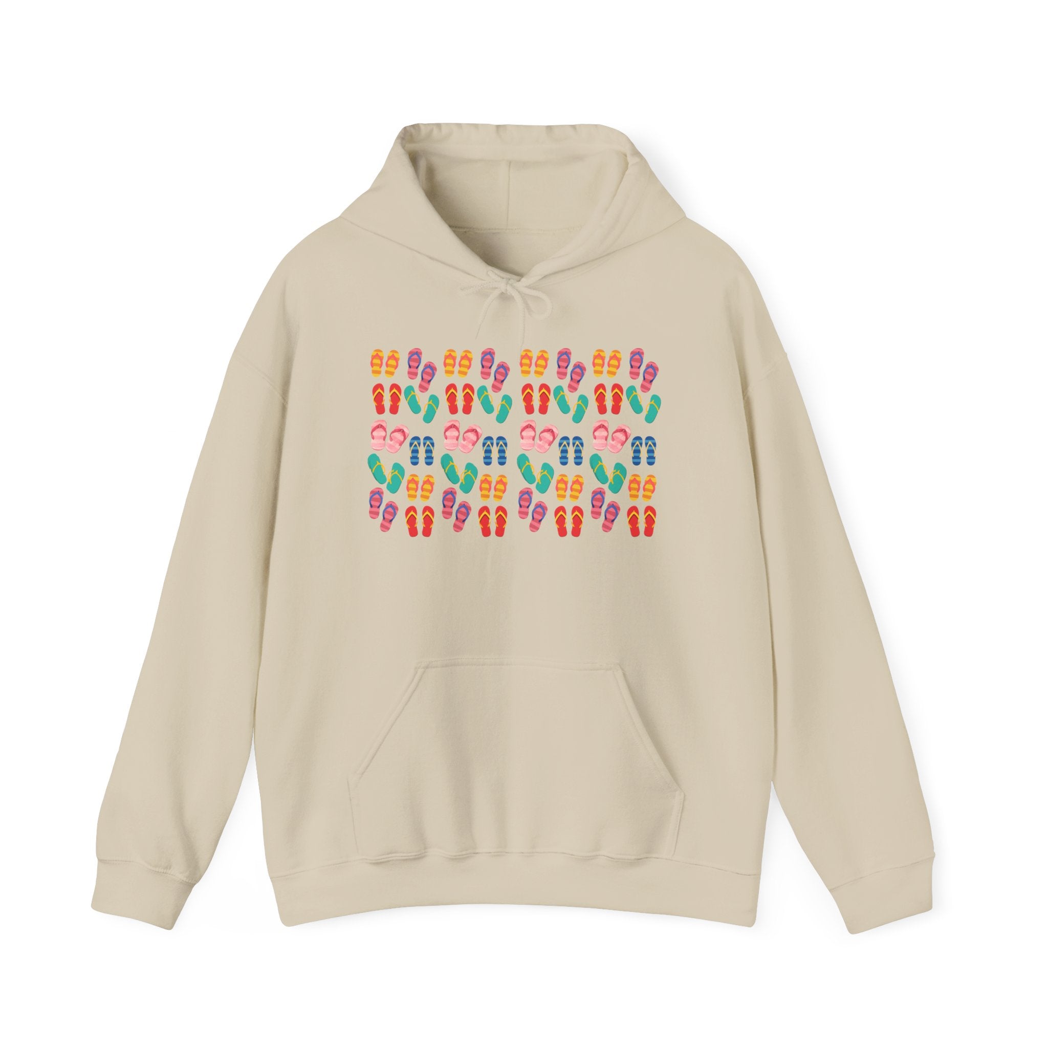 Flip-Flop Pattern Hoodie — Colorful Summer Beach Flip Flop Graphic Sweatshirt