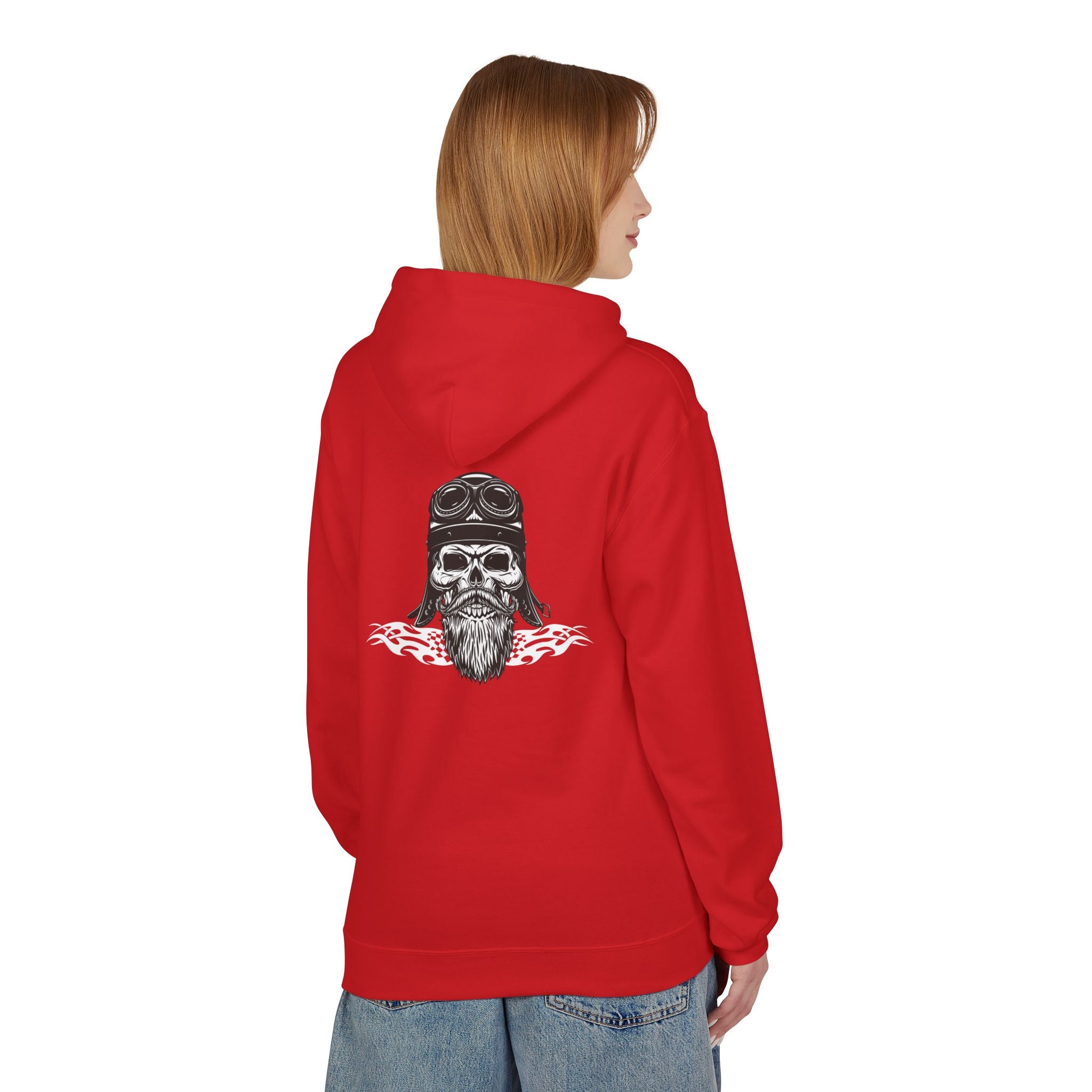 Aviator Skull Hoodie — Vintage Pilot Skull with Goggles & Beard Back