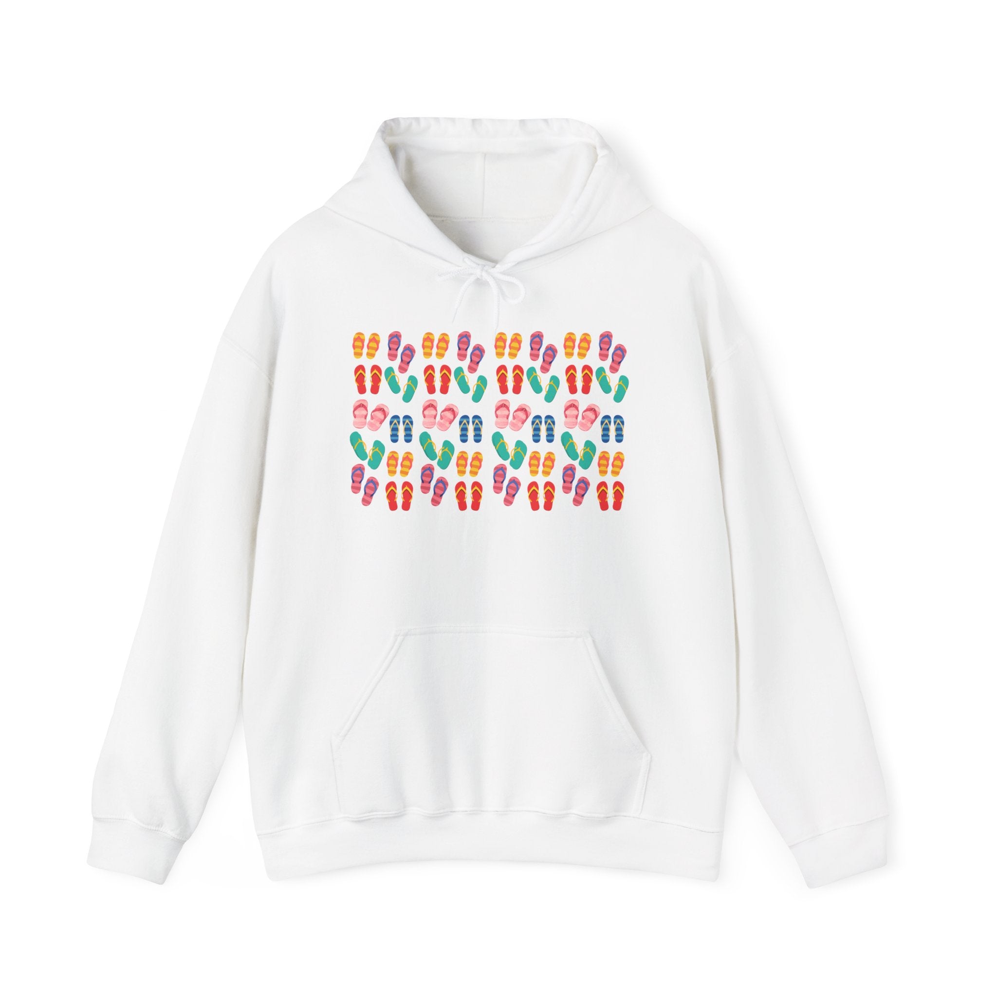 Flip-Flop Pattern Hoodie — Colorful Summer Beach Flip Flop Graphic Sweatshirt