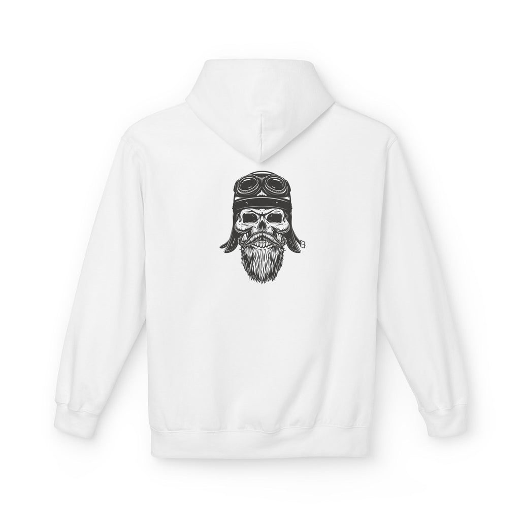 Aviator Skull Hoodie — Vintage Pilot Skull with Goggles & Beard Back