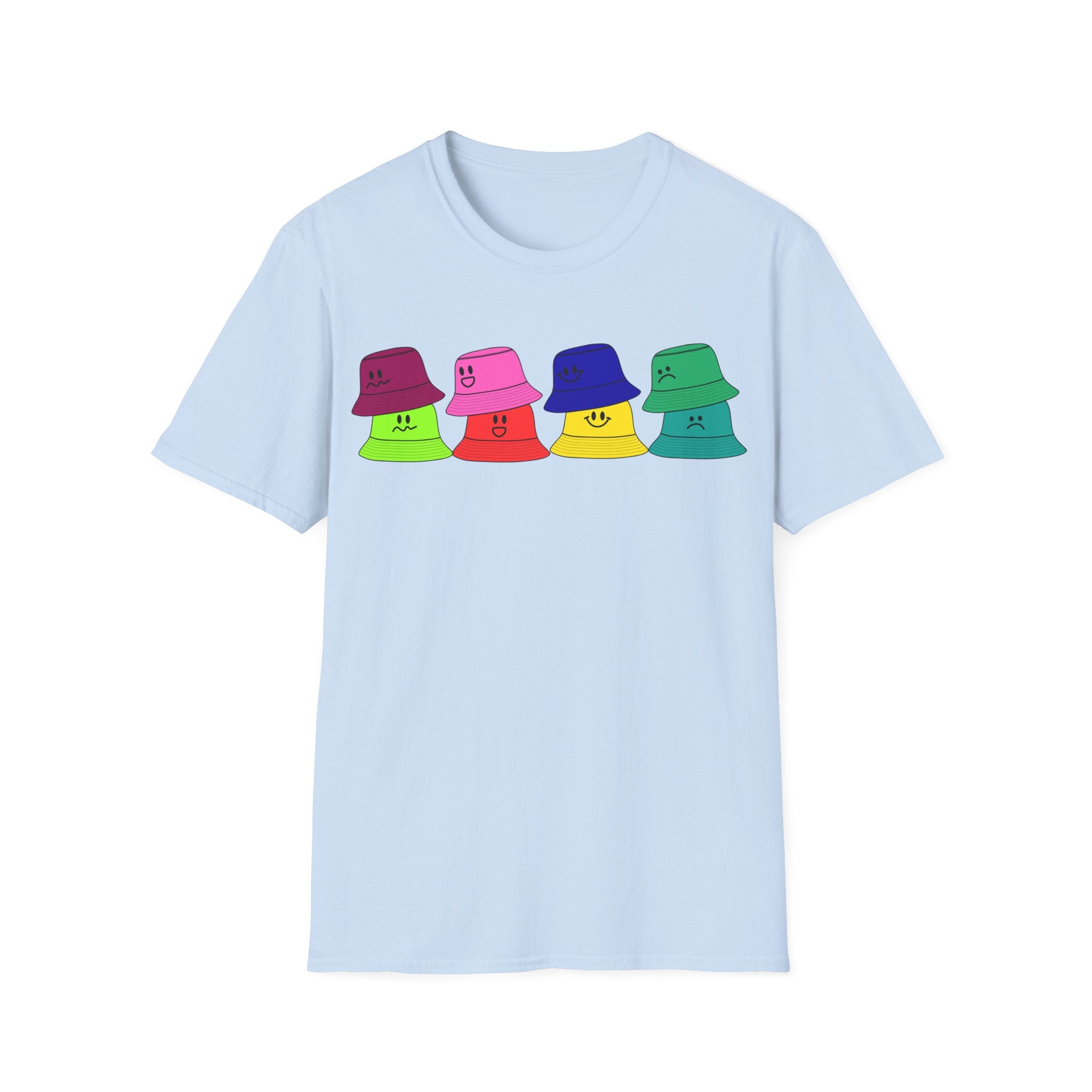 Bucket Hat  T-Shirt — Colorful Smiley Hats