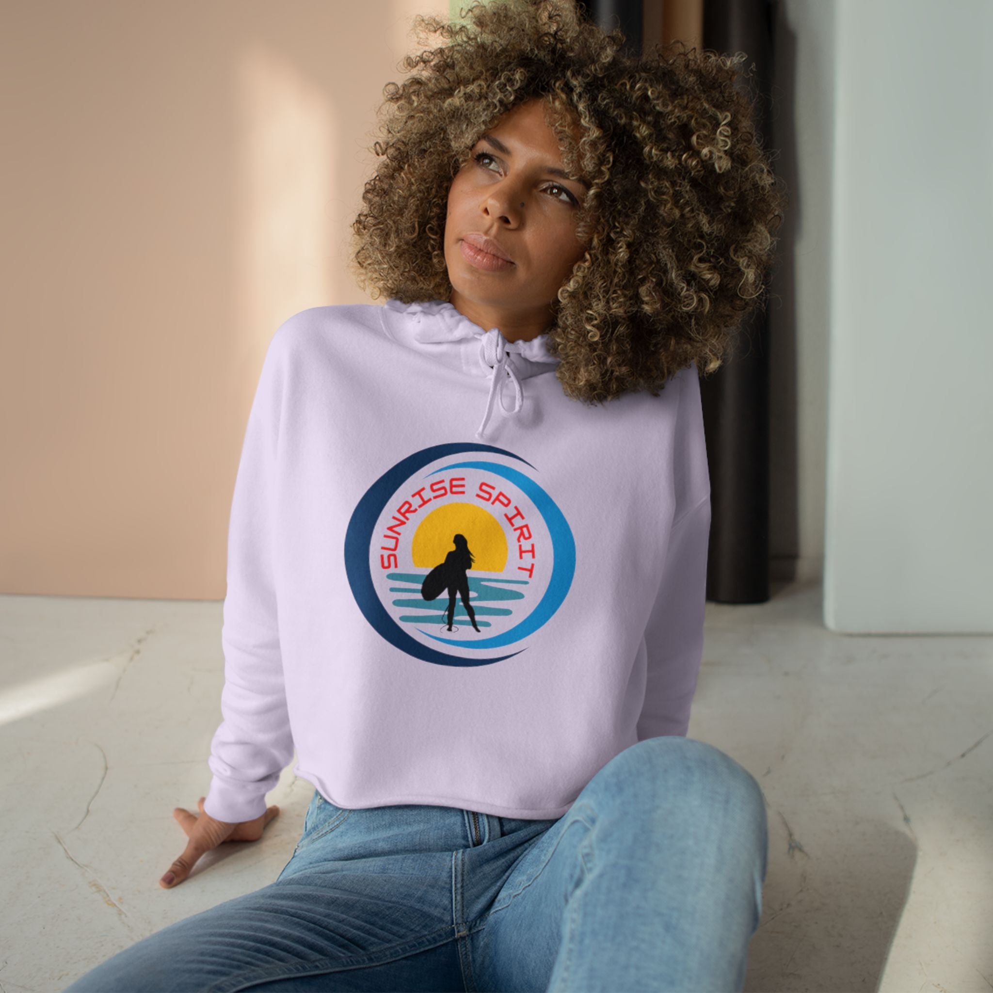 Crop Hoodie — Sunrise Spirit Surfer