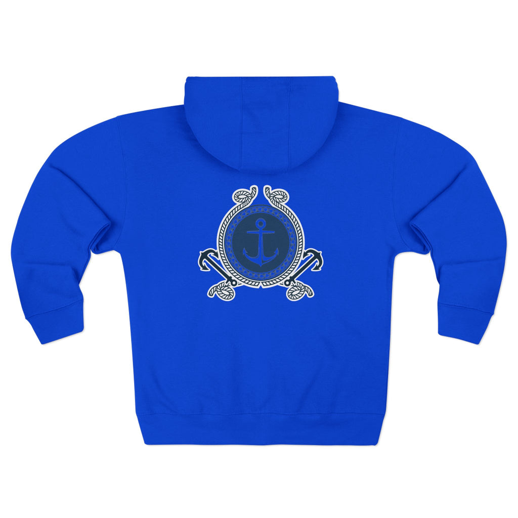 Nautical Anchor Zip Hoodie – Vintage Maritime Navy Crest