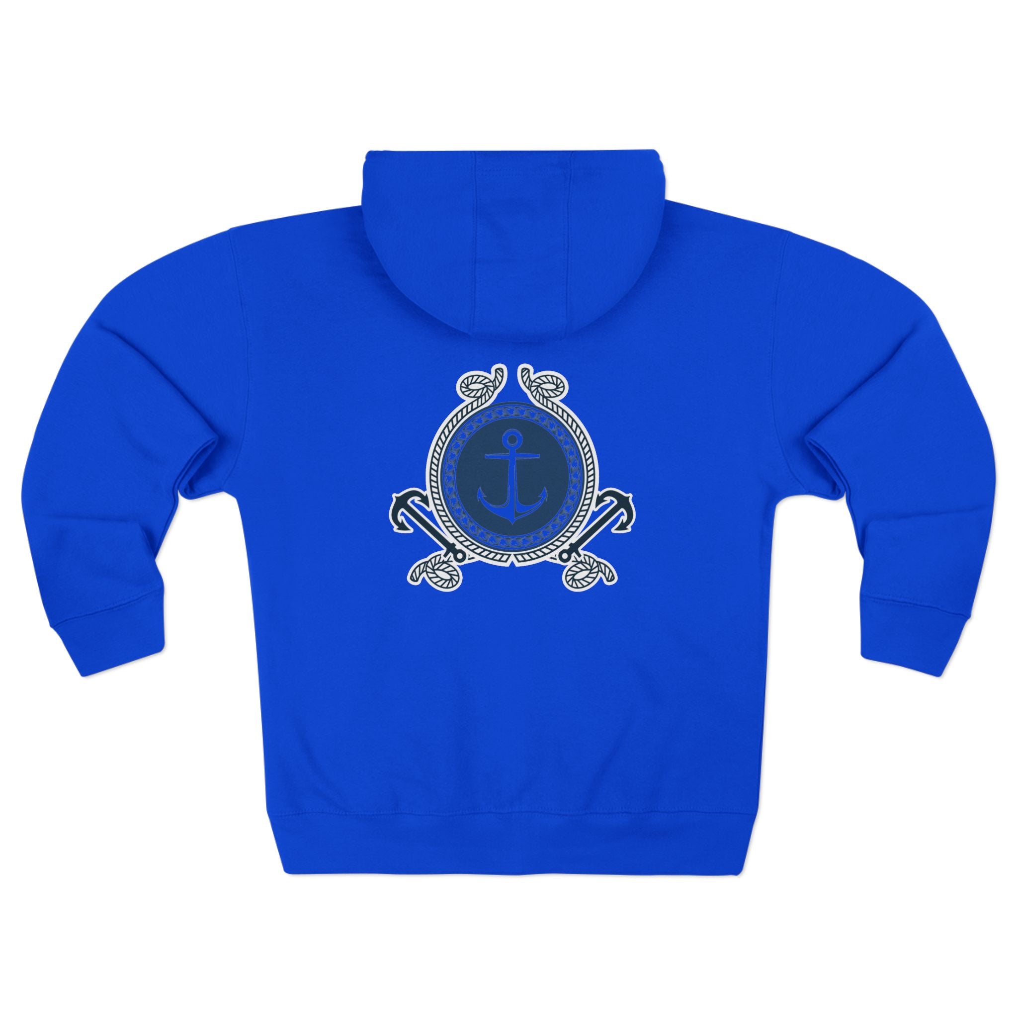 Nautical Anchor Zip Hoodie – Vintage Maritime Navy Crest