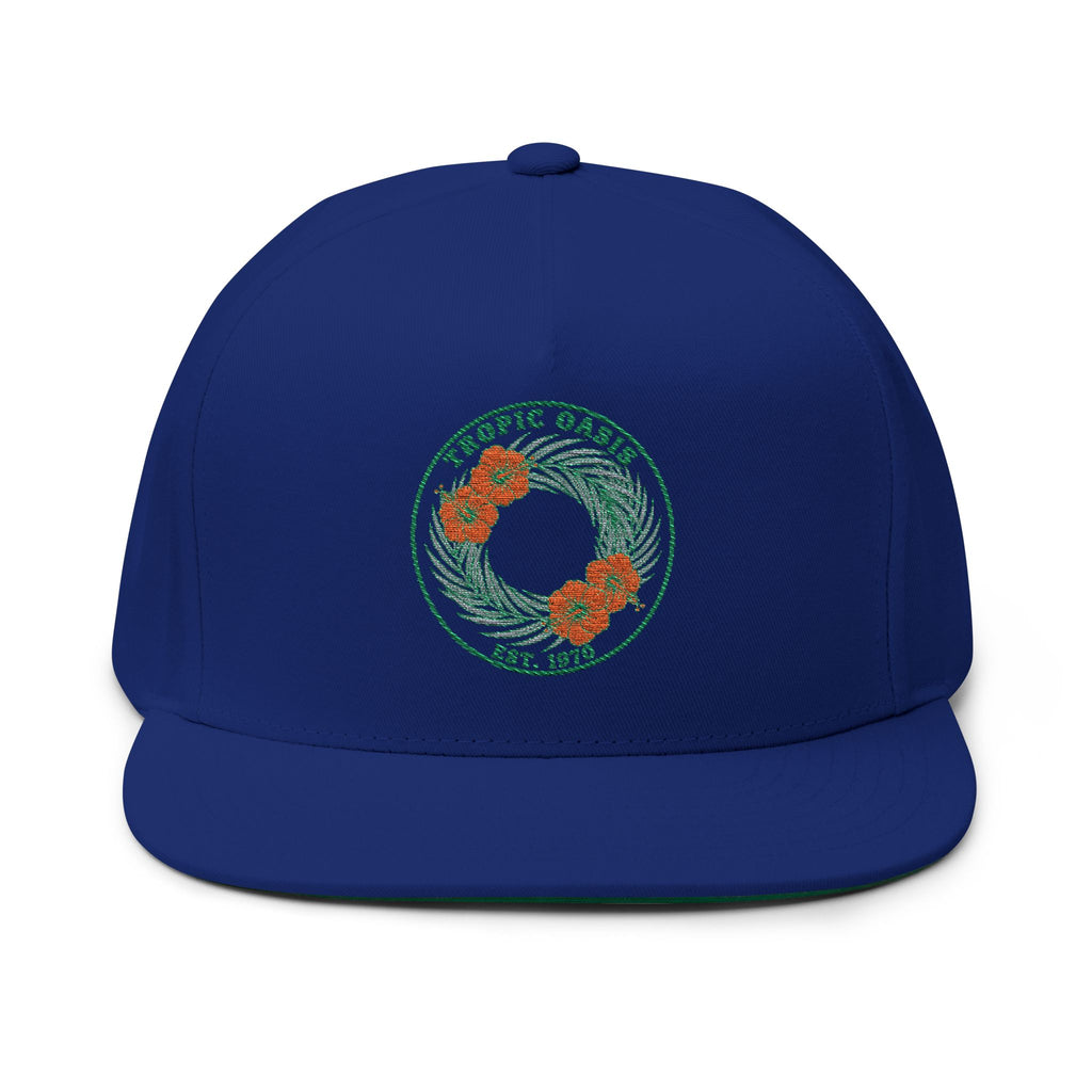 Tropic Oasis Embroidered Flat Bill Cap