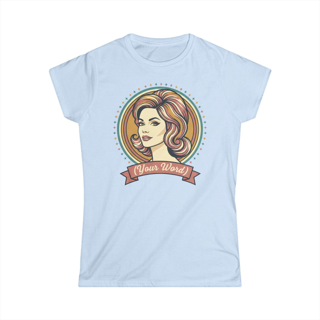 Retro Femme Portrait Tee — Customizable "Your Word" Ribbon