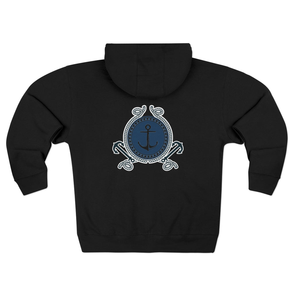 Nautical Anchor Zip Hoodie – Vintage Maritime Navy Crest