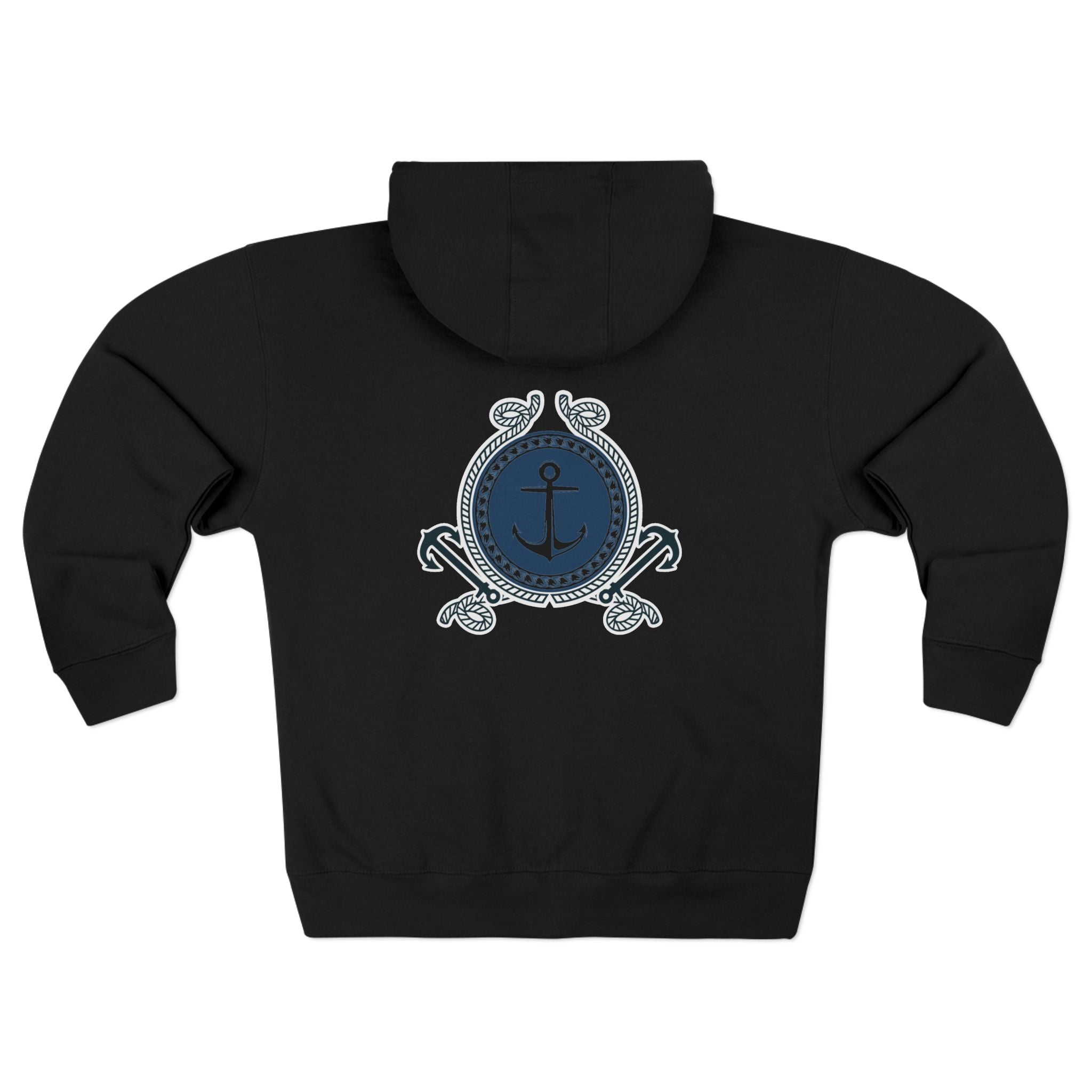 Nautical Anchor Zip Hoodie – Vintage Maritime Navy Crest