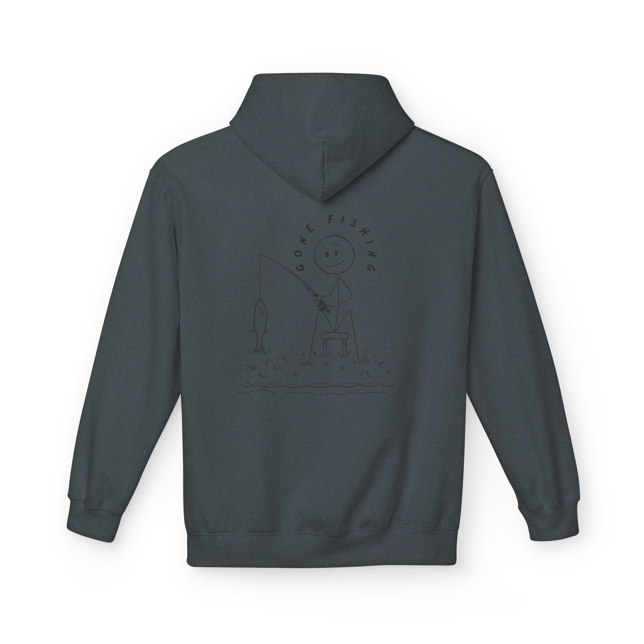 Fishing Stick Figure Hoodie — "Gone Fishing" Casual Pullover