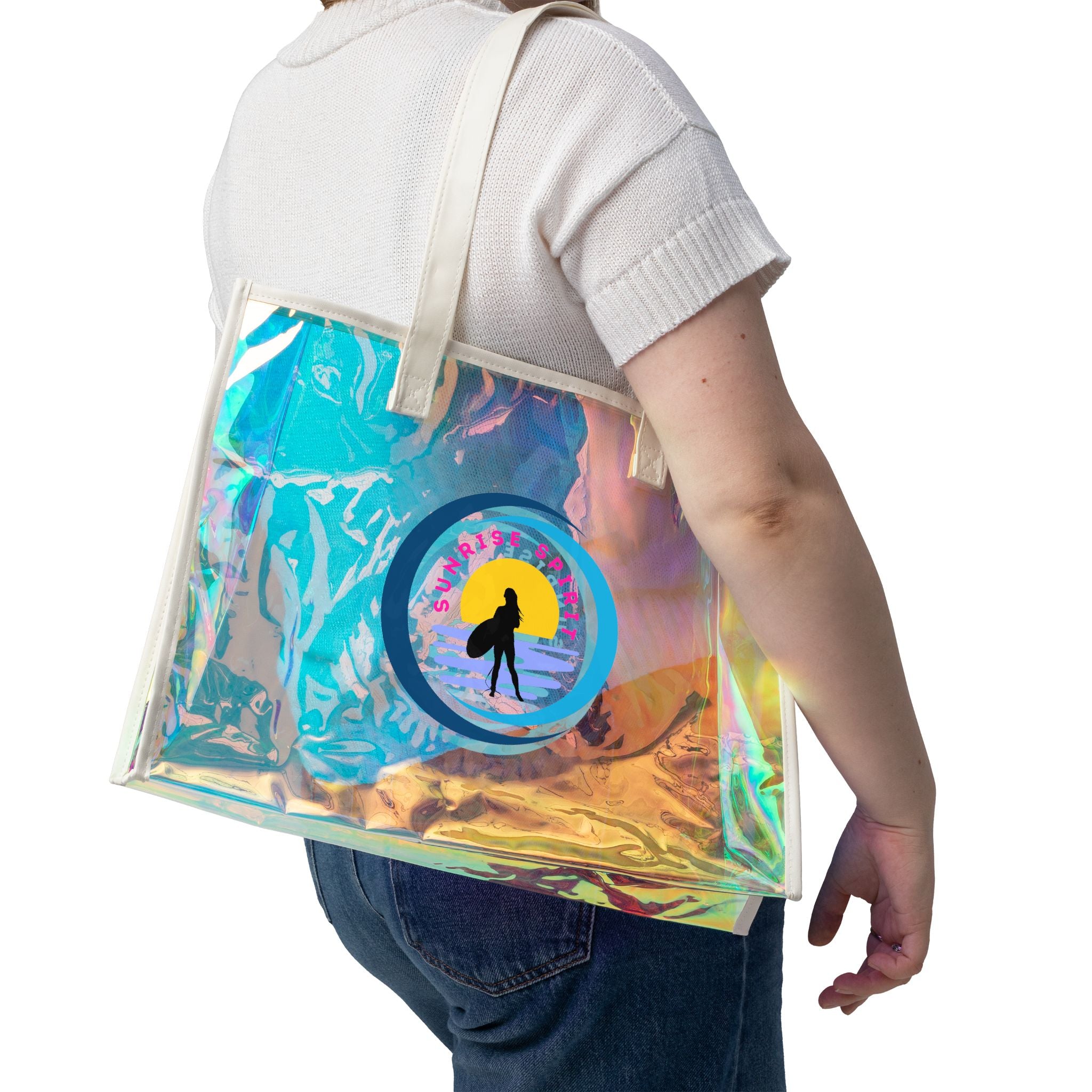 Sunrise Spirit-Holographic Beach Tote Bag — ' Clear Tote
