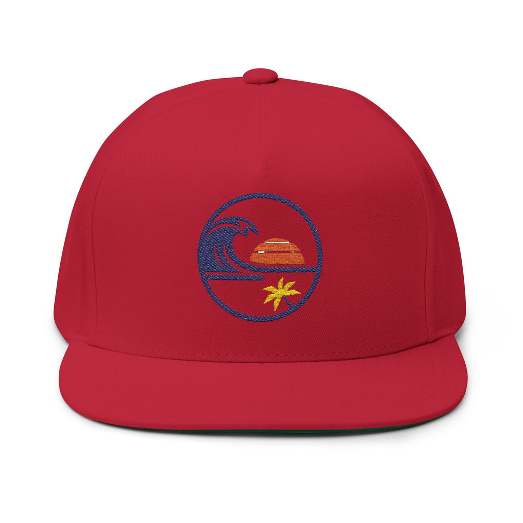 Wave Beach Nap Cap — Embroidered Flat Bill Hat