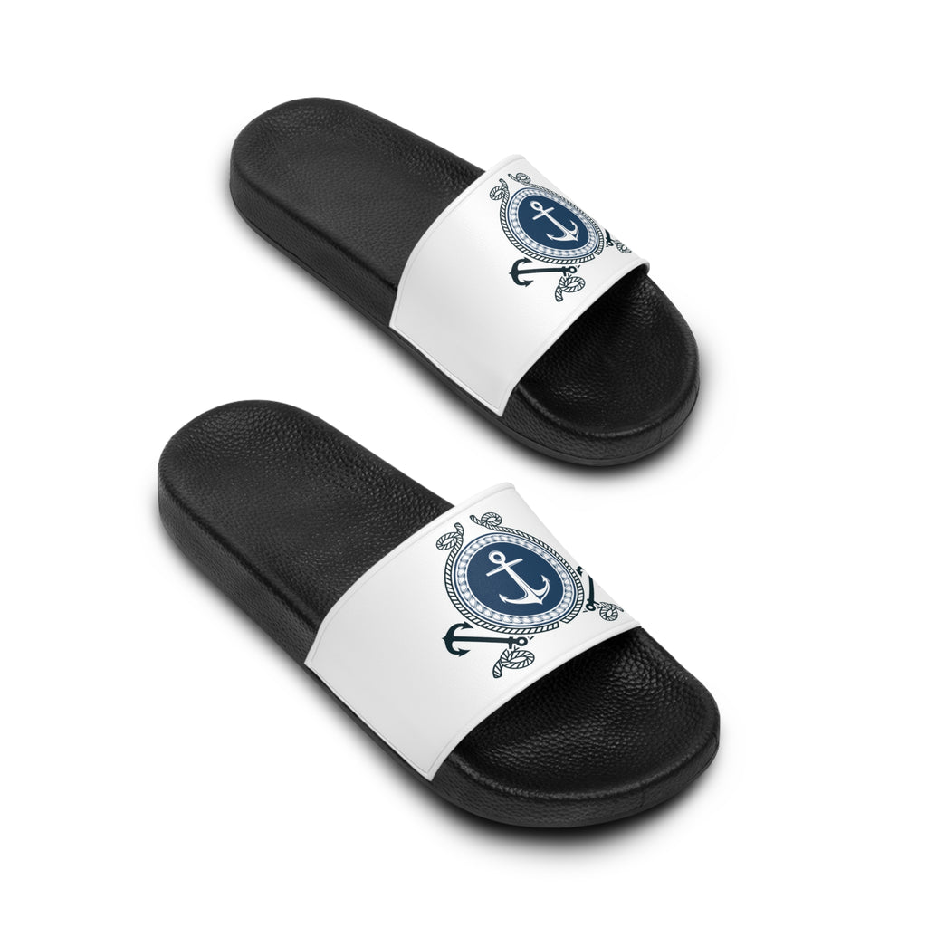 Nautical Anchor Slide Sandals — Men's Coastal Beach Pool Slides