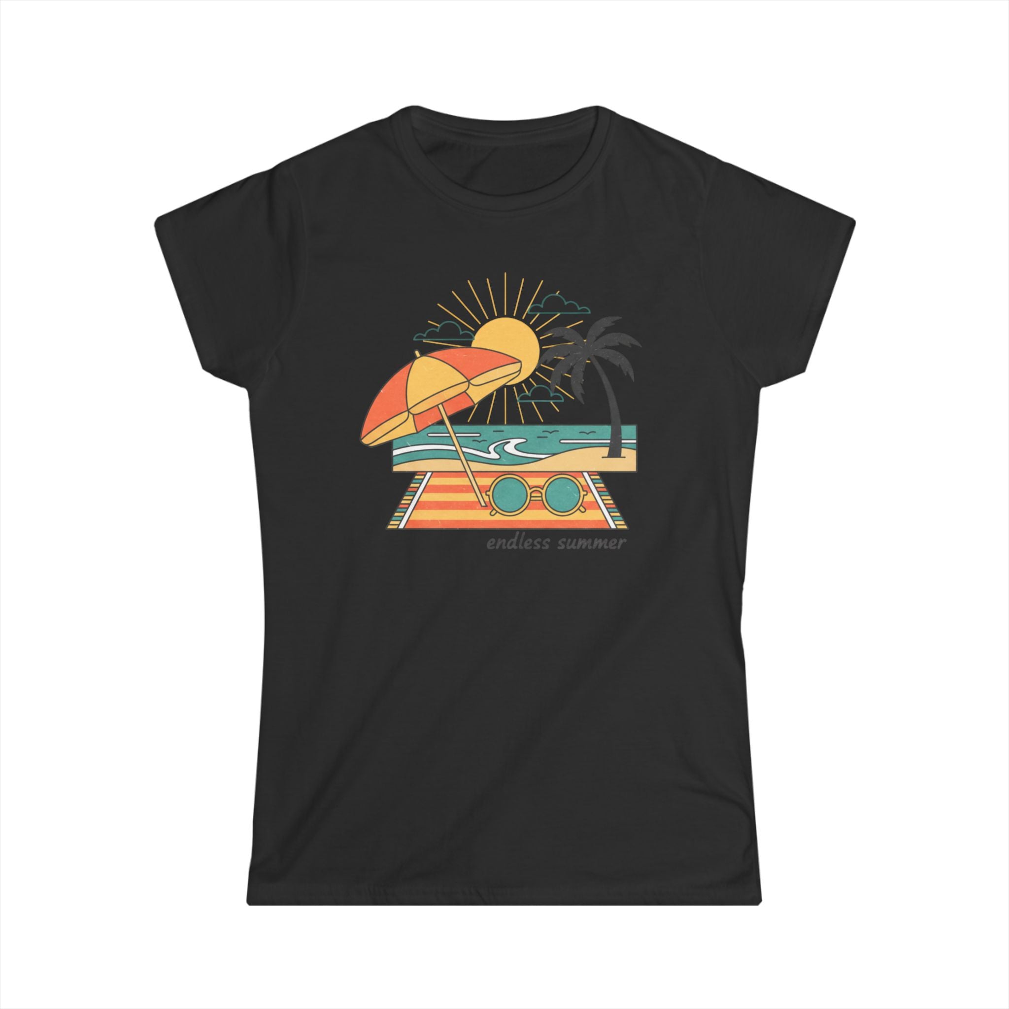 Endless Summer Women's Tee — Retro Beach Palm Tree Graphic T-Shirt
