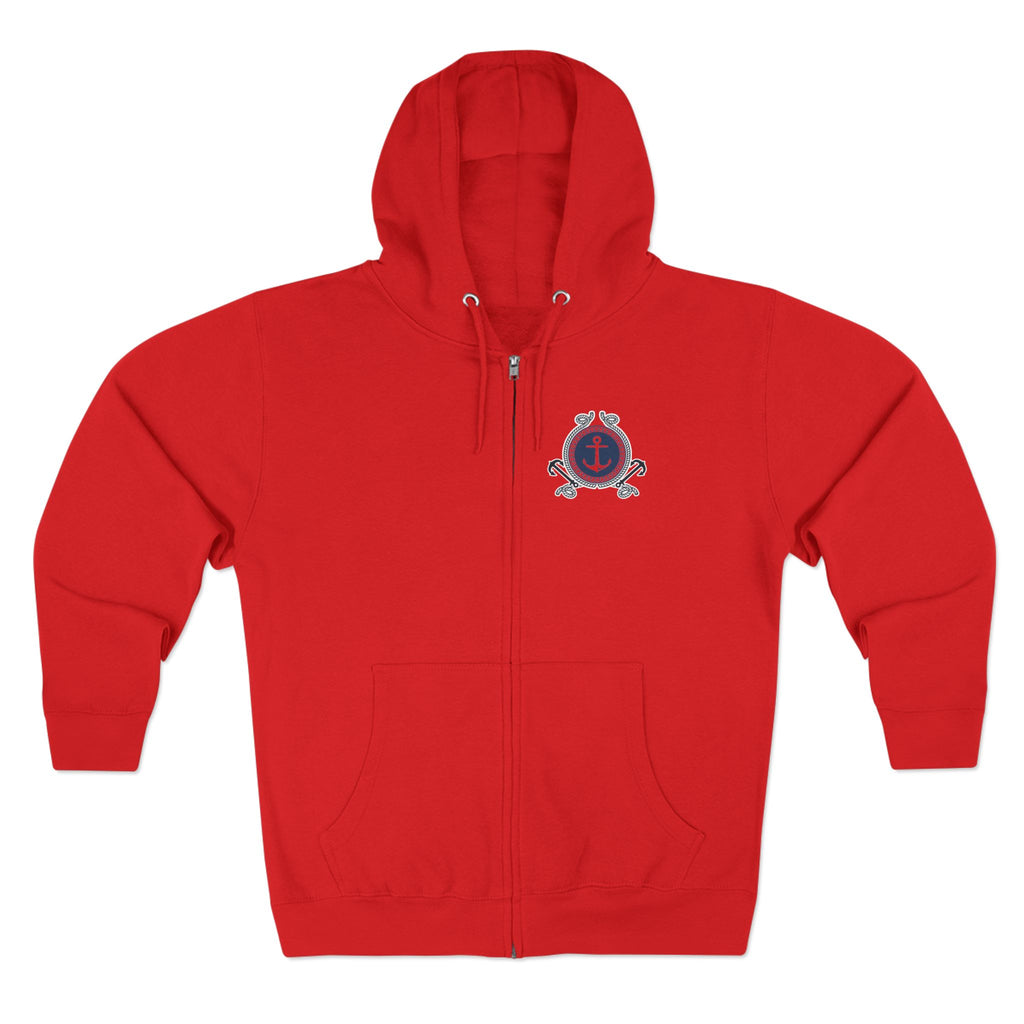 Nautical Anchor Zip Hoodie – Vintage Maritime Navy Crest