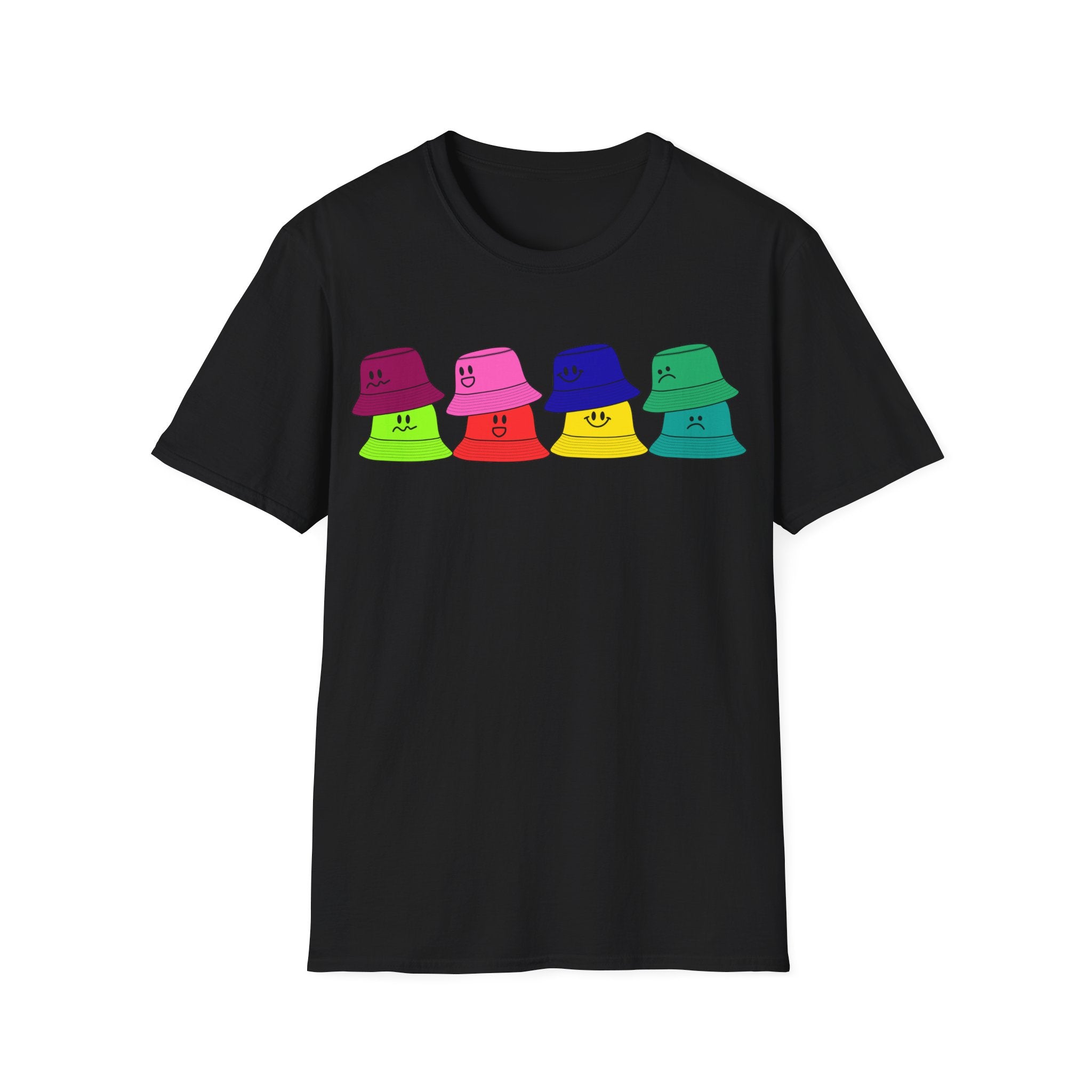 Bucket Hat  T-Shirt — Colorful Smiley Hats