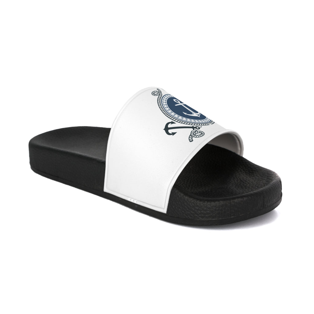 Nautical Anchor Slide Sandals — Men's Coastal Beach Pool Slides