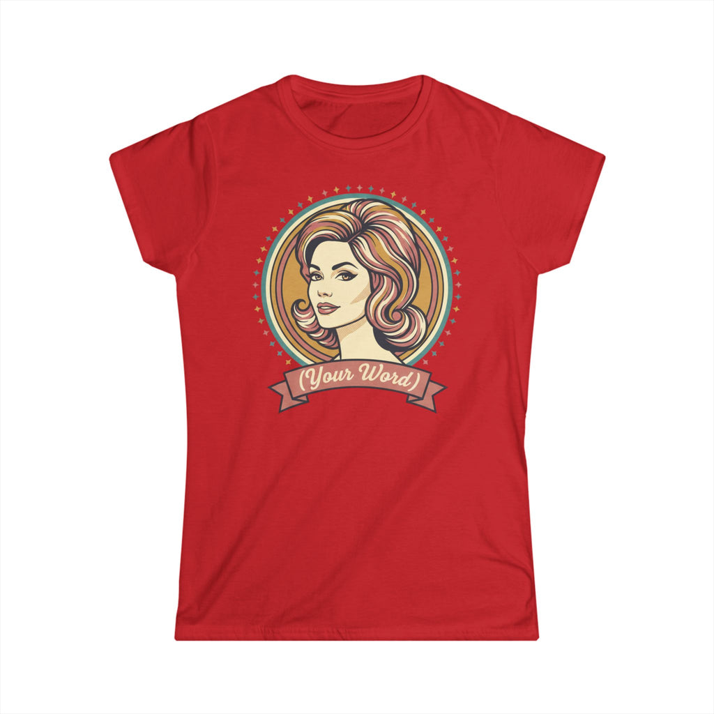 Retro Femme Portrait Tee — Customizable "Your Word" Ribbon